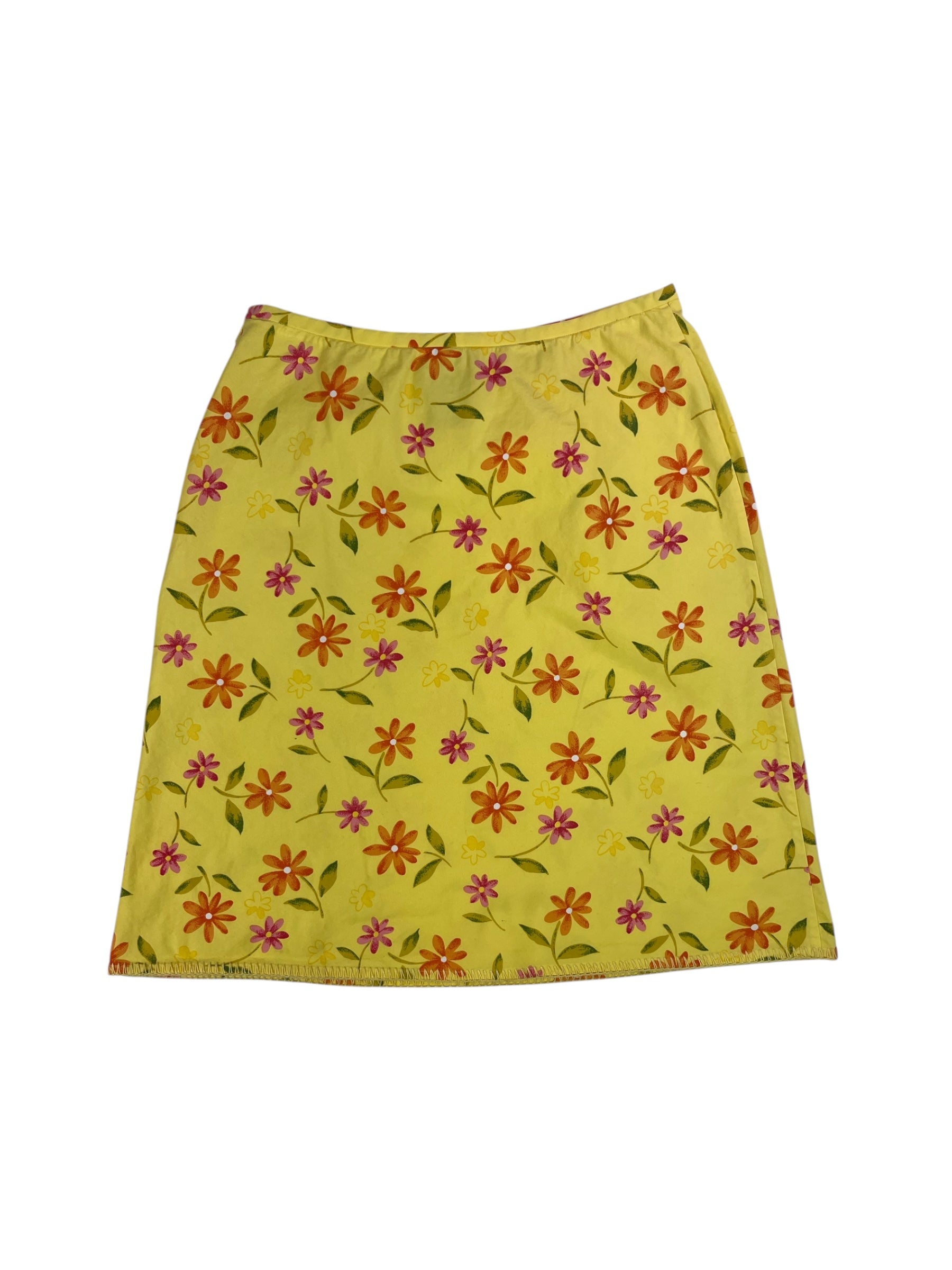 (28) Vintage Yellow Floral Skirt