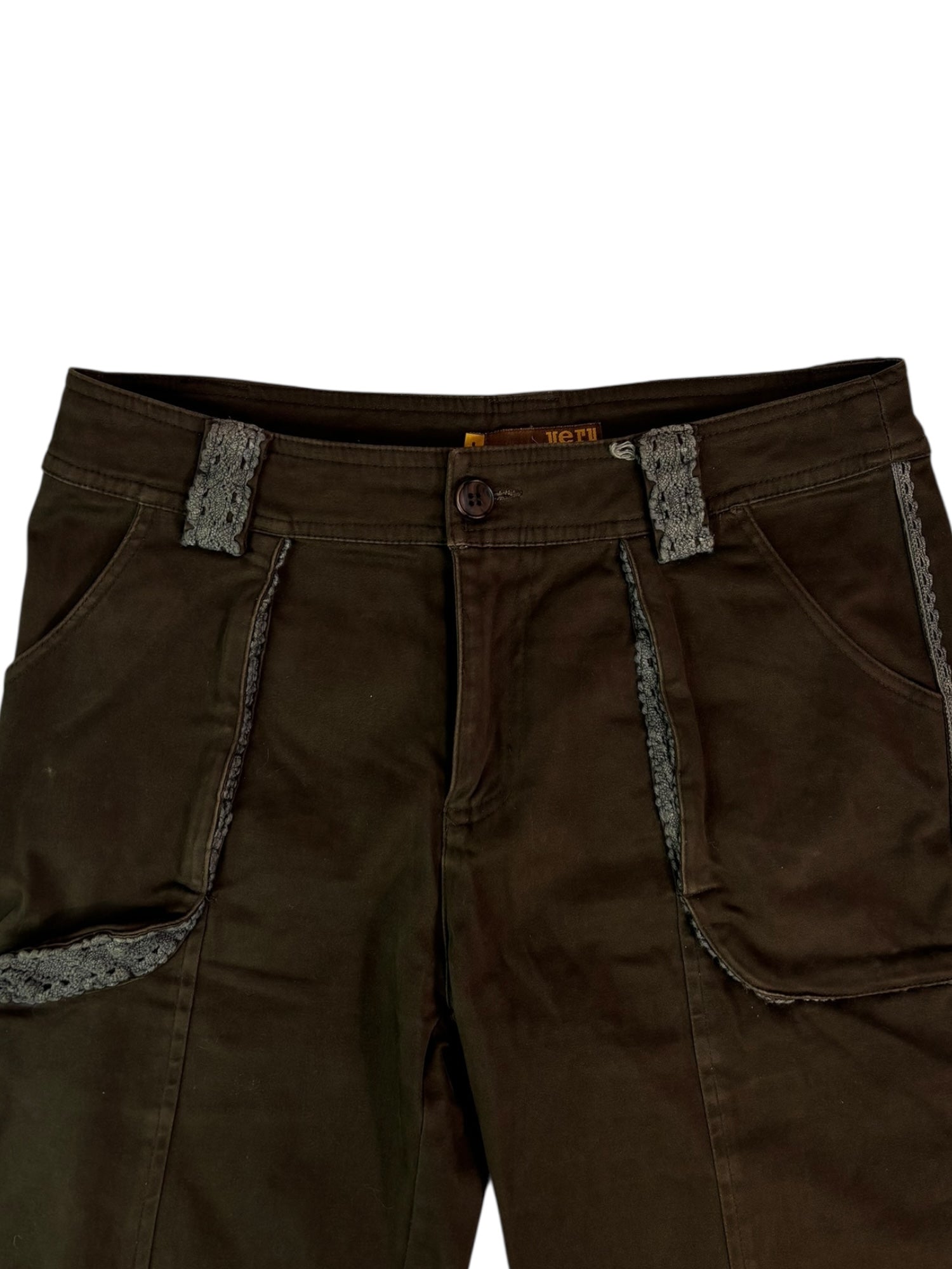 (28) Vintage Brown Trousers with Woven Detailing