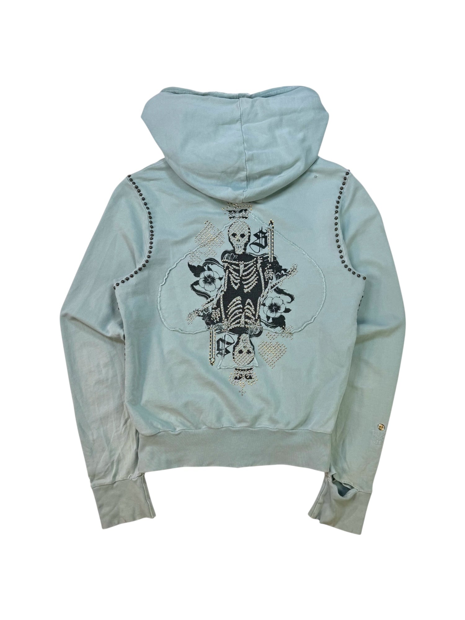 (S) Baby Blue Embellished Zip Up