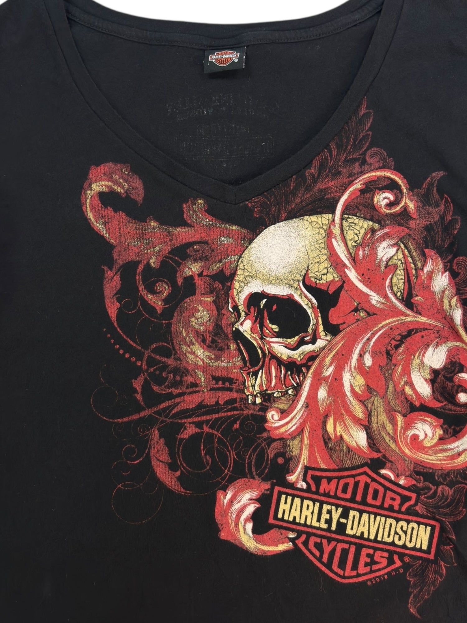 (M) Gasoline Alley Red Deer 3/4 Sleeve Harley Davidson Tee