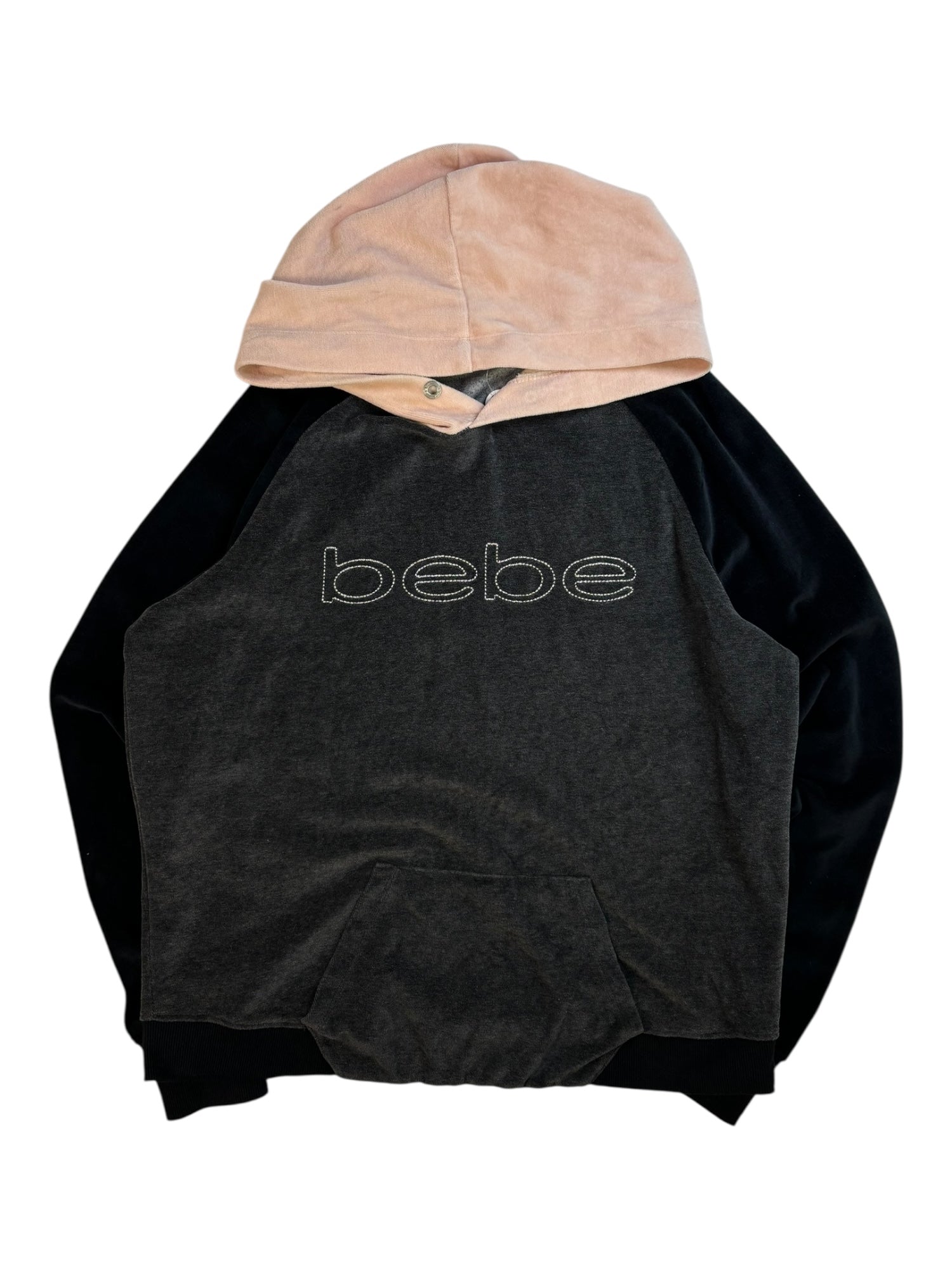 (L) Black & Grey Bebe Pull Over Top