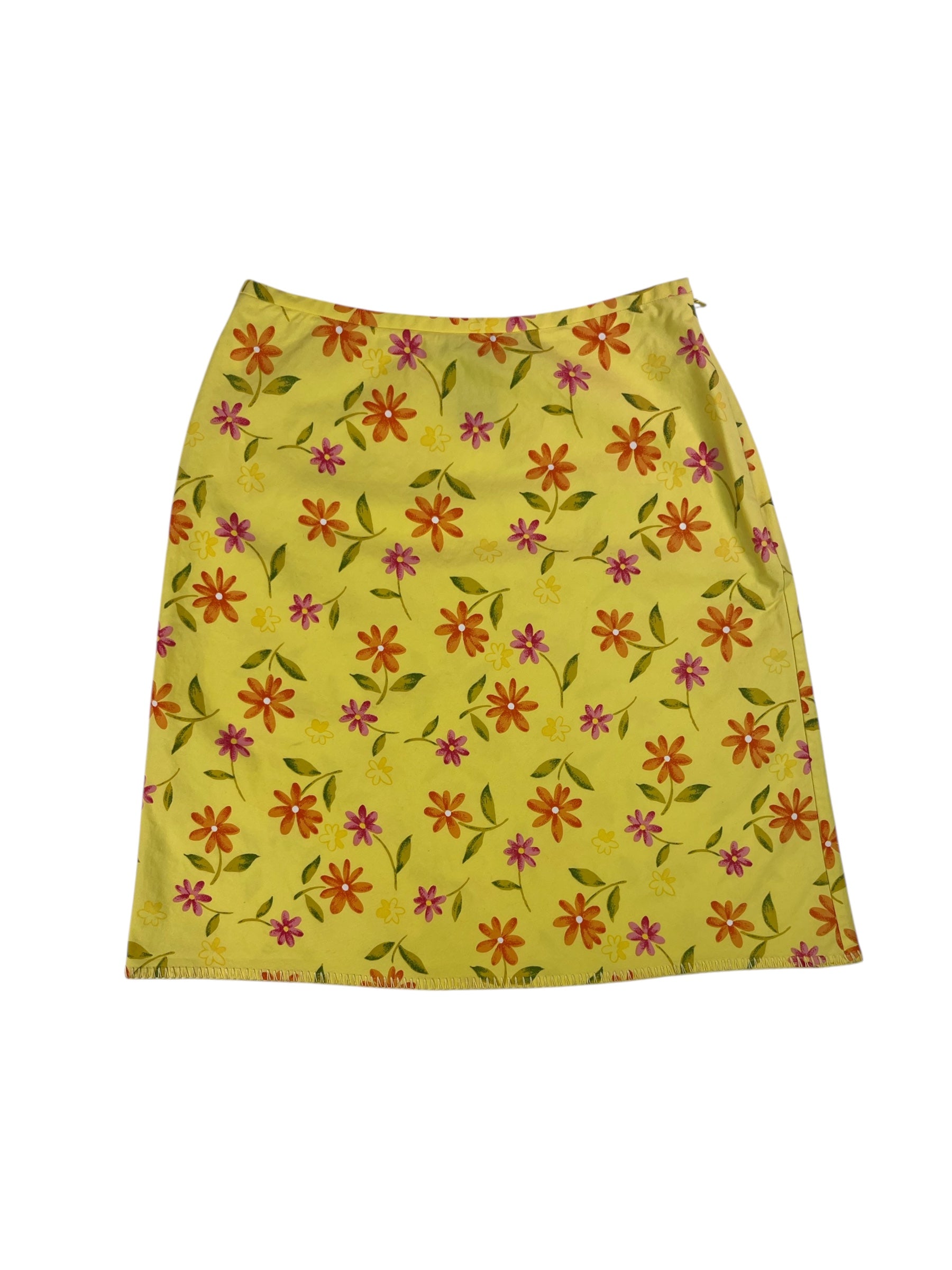 (28) Vintage Yellow Floral Skirt
