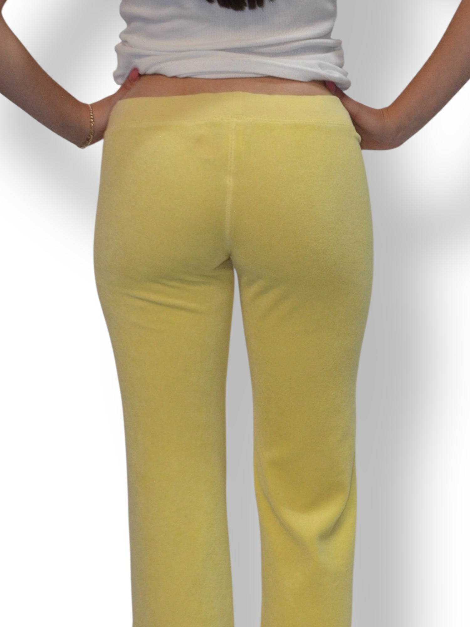(XS) Yellow Embroidered Terry Cloth Juicy Couture Pants