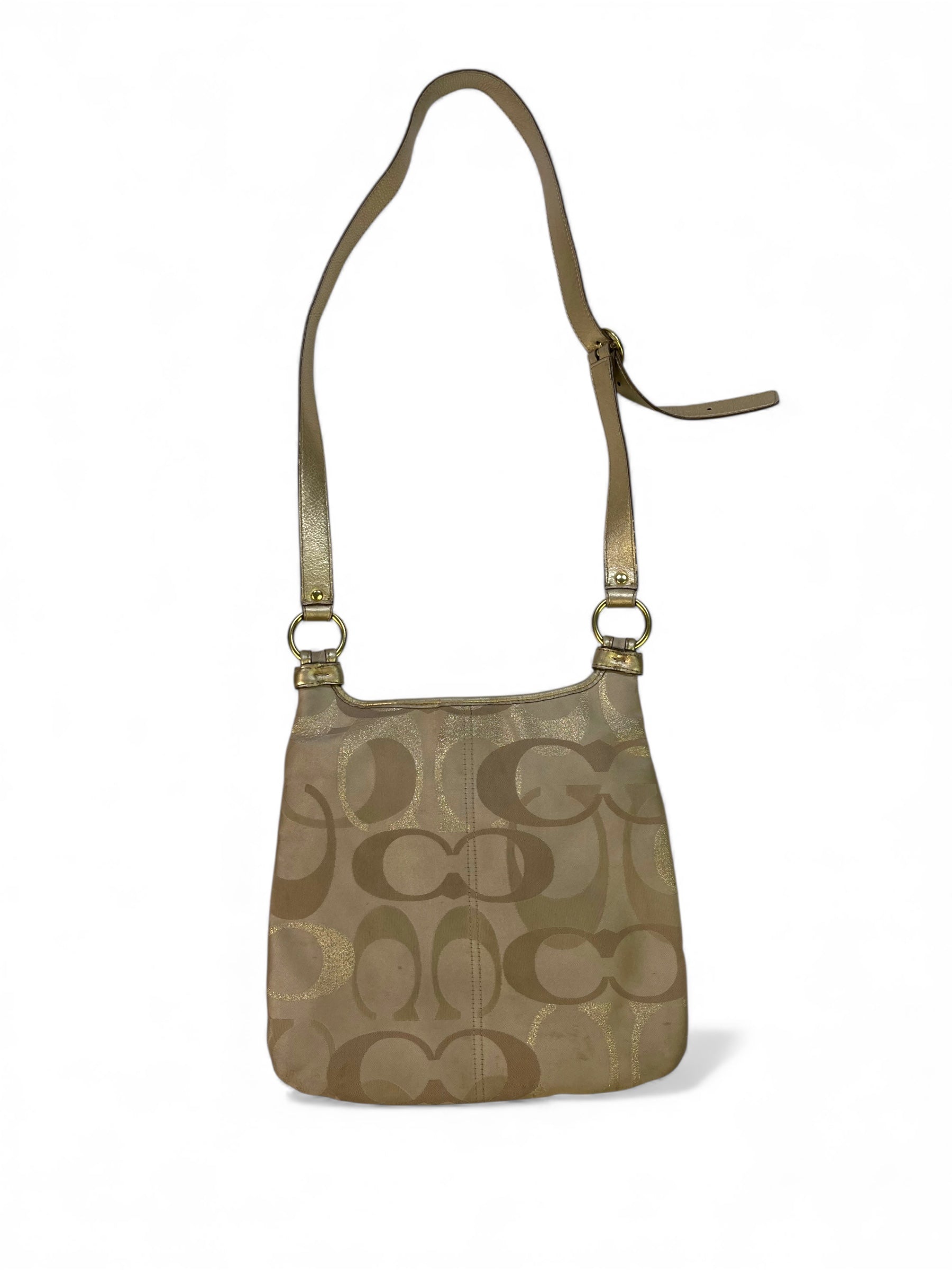 Biege Coach Canvas & Leather Crossbody Bag
