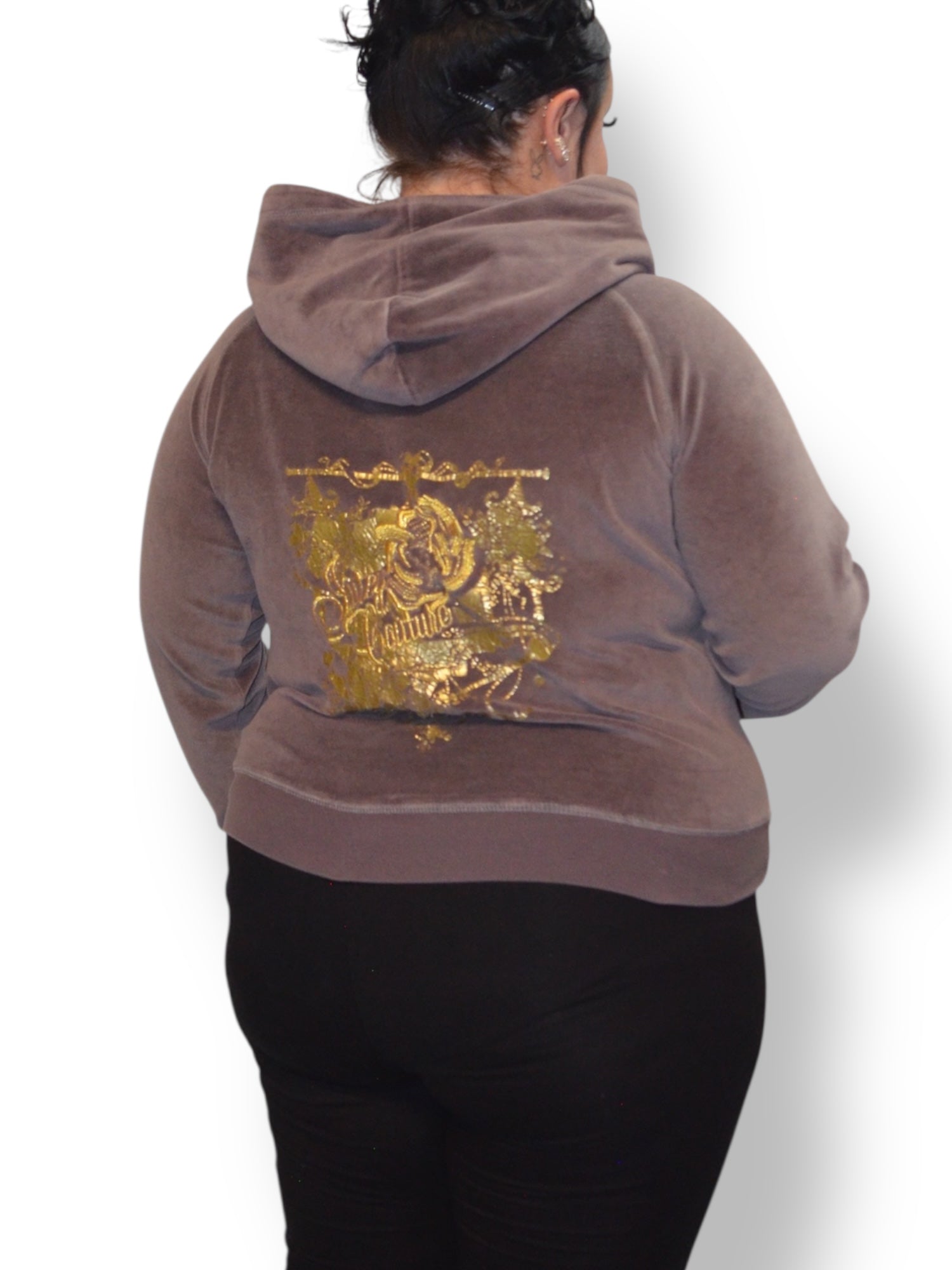(XL) Faded Brown Juicy Couture Velour Zip-Hoodie