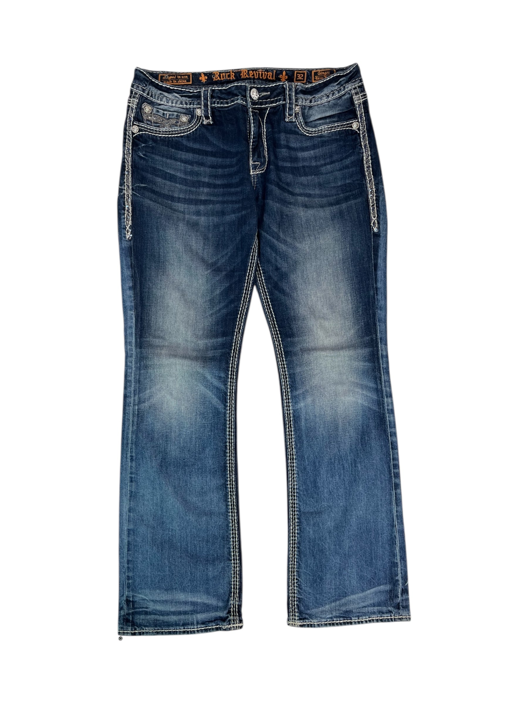 (34) Rock Revival Embellished Denim Bootcut