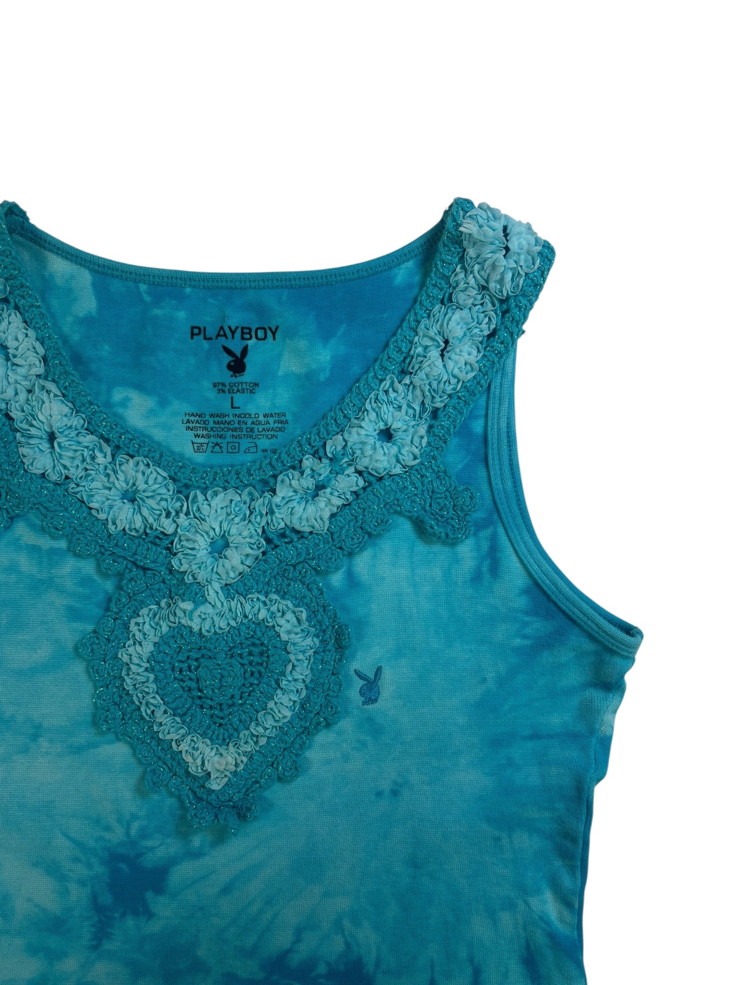(M/L) Blue Tie Dye Playboy Tank