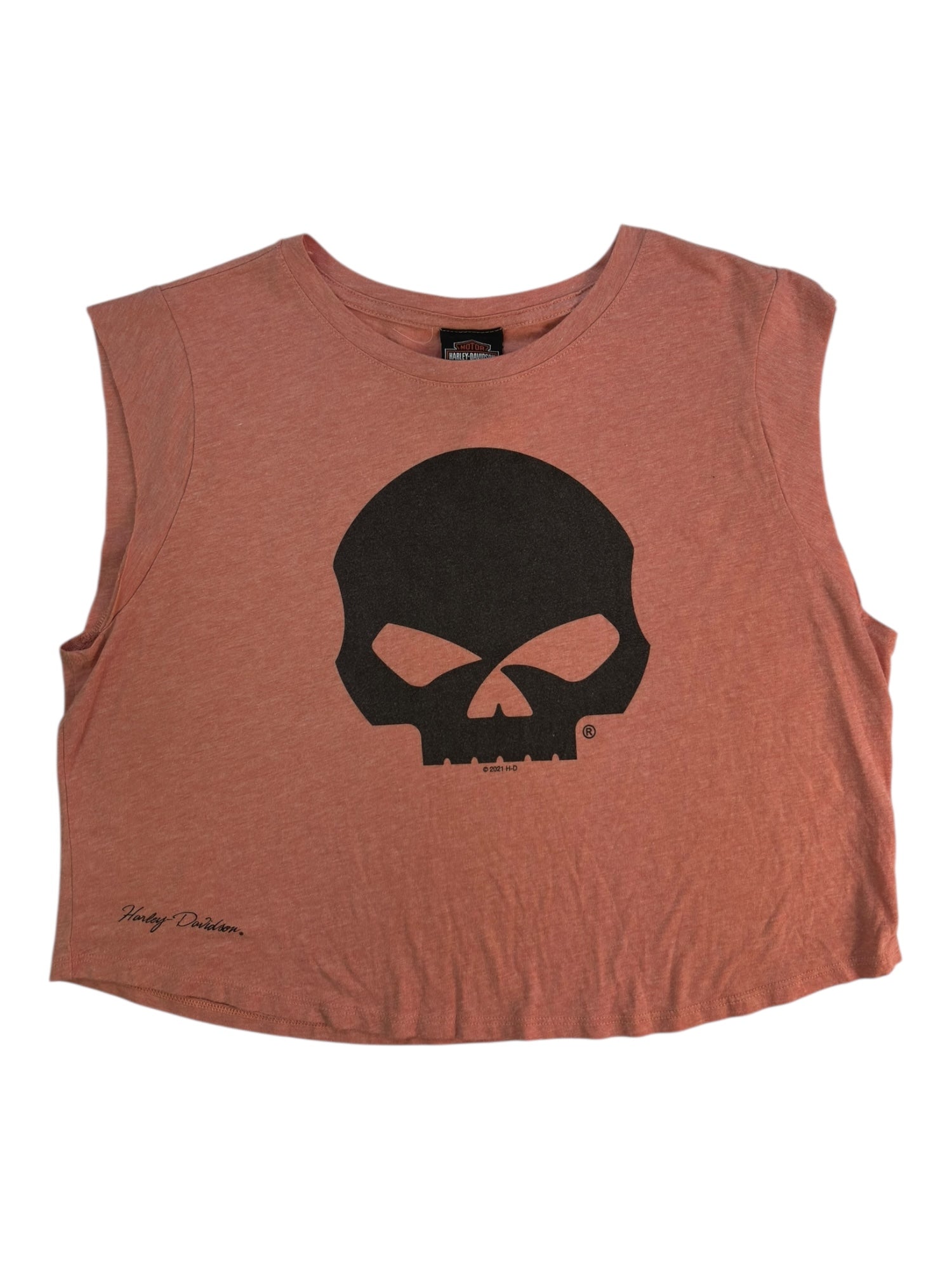 (L) Cropped Harley Davidson Skull Tank