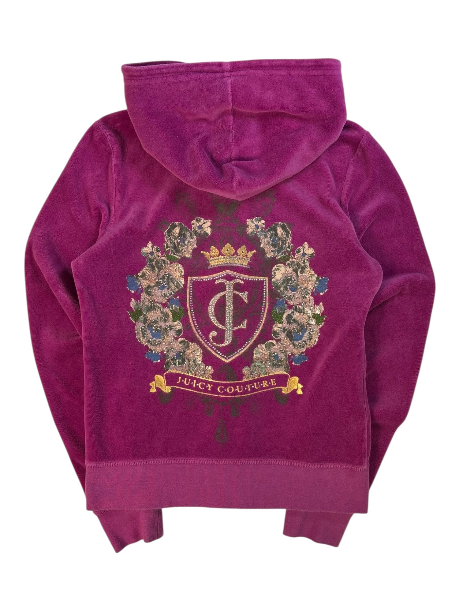 (S) Mulberry Embellished Juicy Couture Velour Zip-up Hoodie
