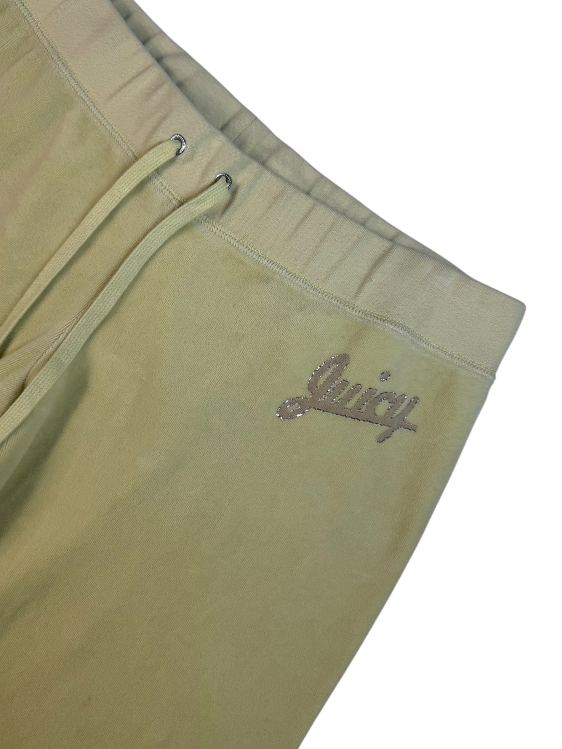 (M) Butter Yellow Printed Juicy Couture Velour pants
