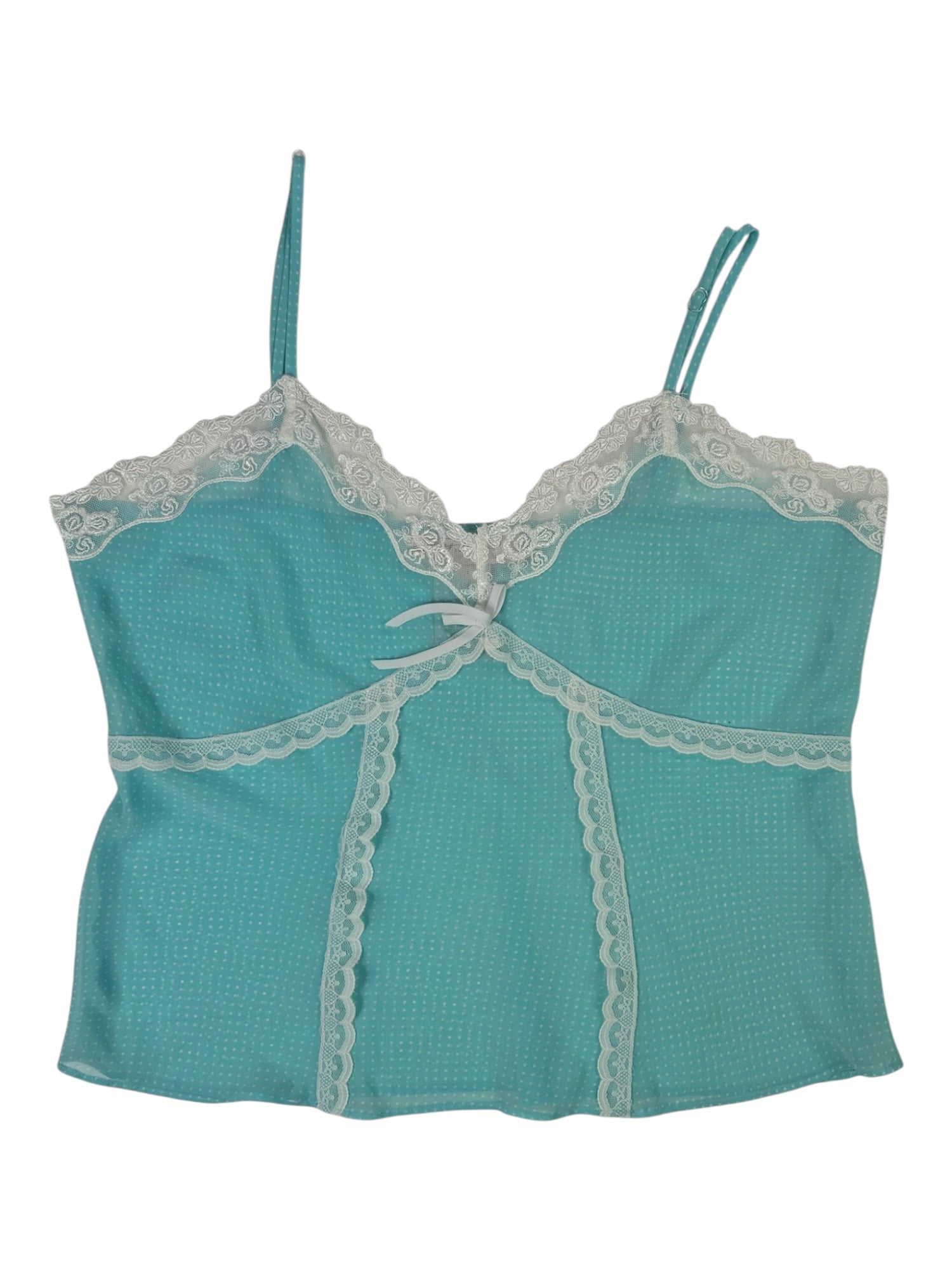 (M) Light Blue Polka Dot Lingerie Tank