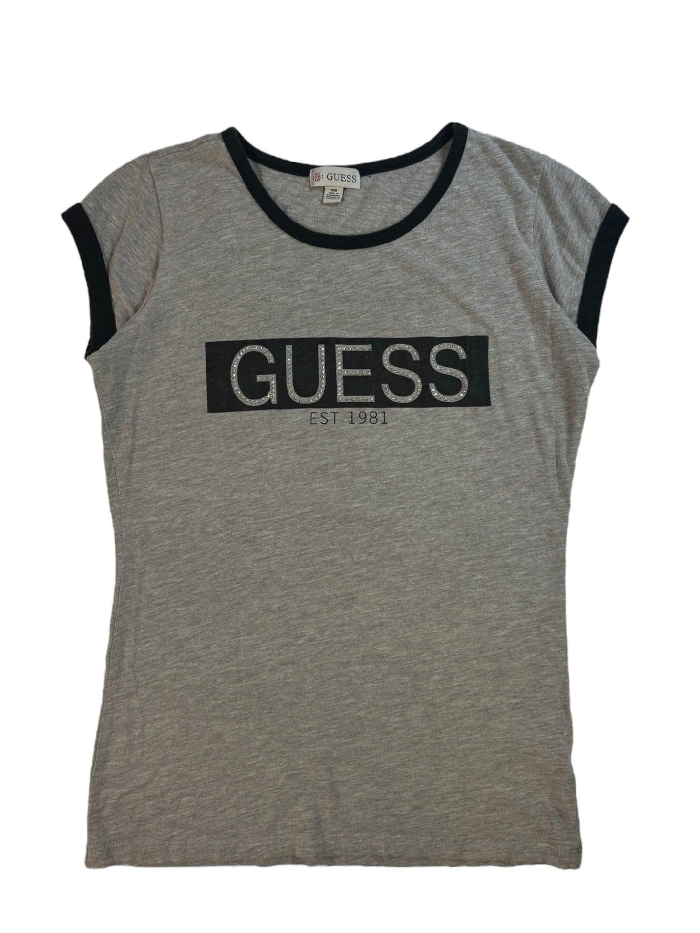(S) Grey Embellished GUESS Baby Tee