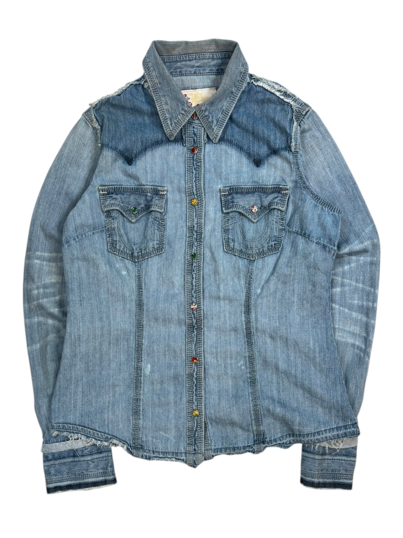 (M) True Religion Button Up Denim Shirt