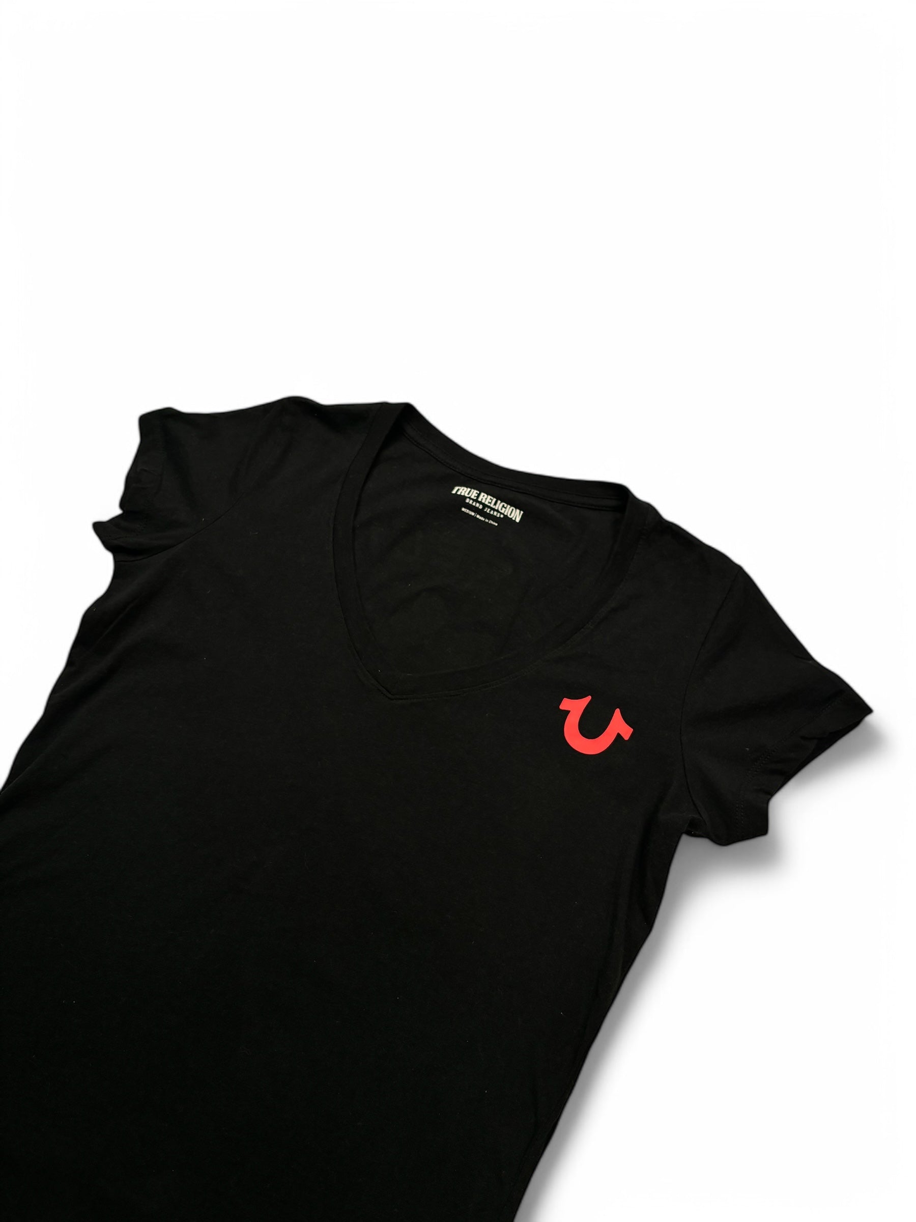 (M) True Religion V-neck Tee Black Medium