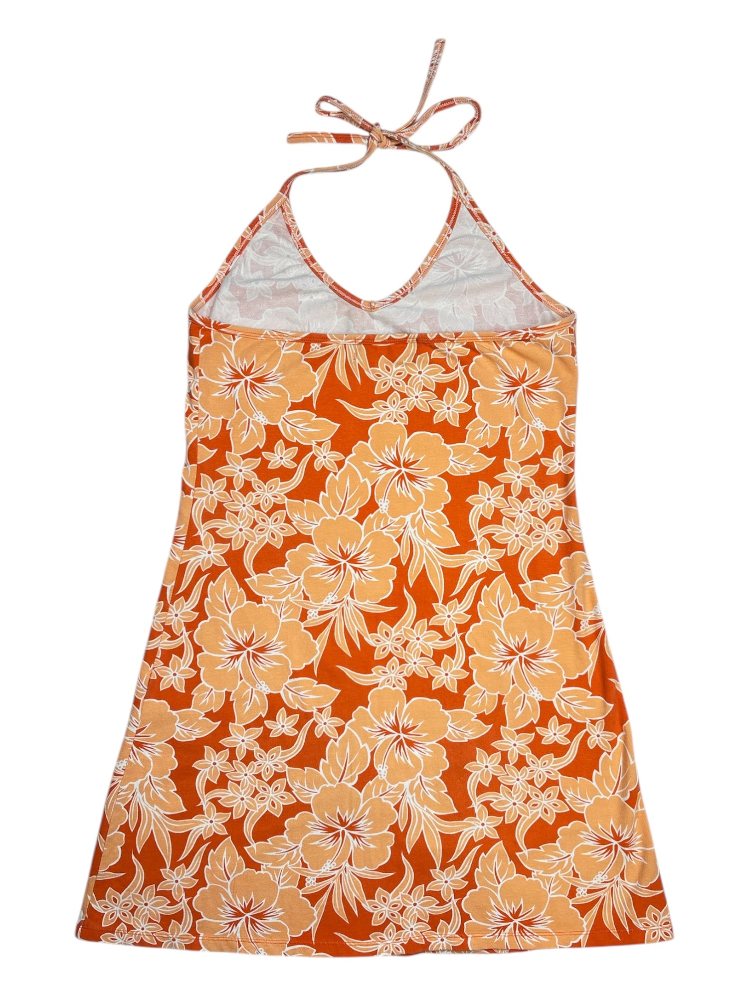 (M) Tropical Summer Hawaiian Print Halter Dress