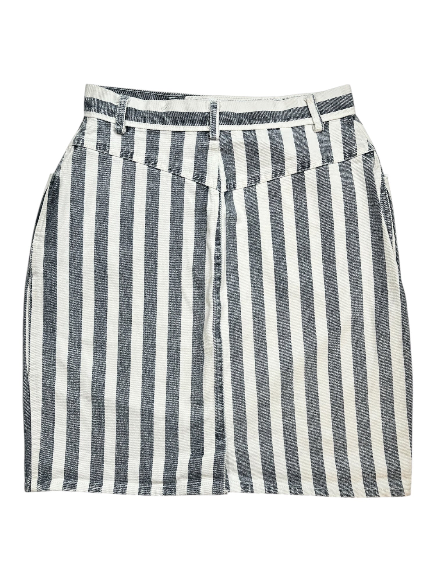 (S) Vintage Helium Striped Denim Skirt