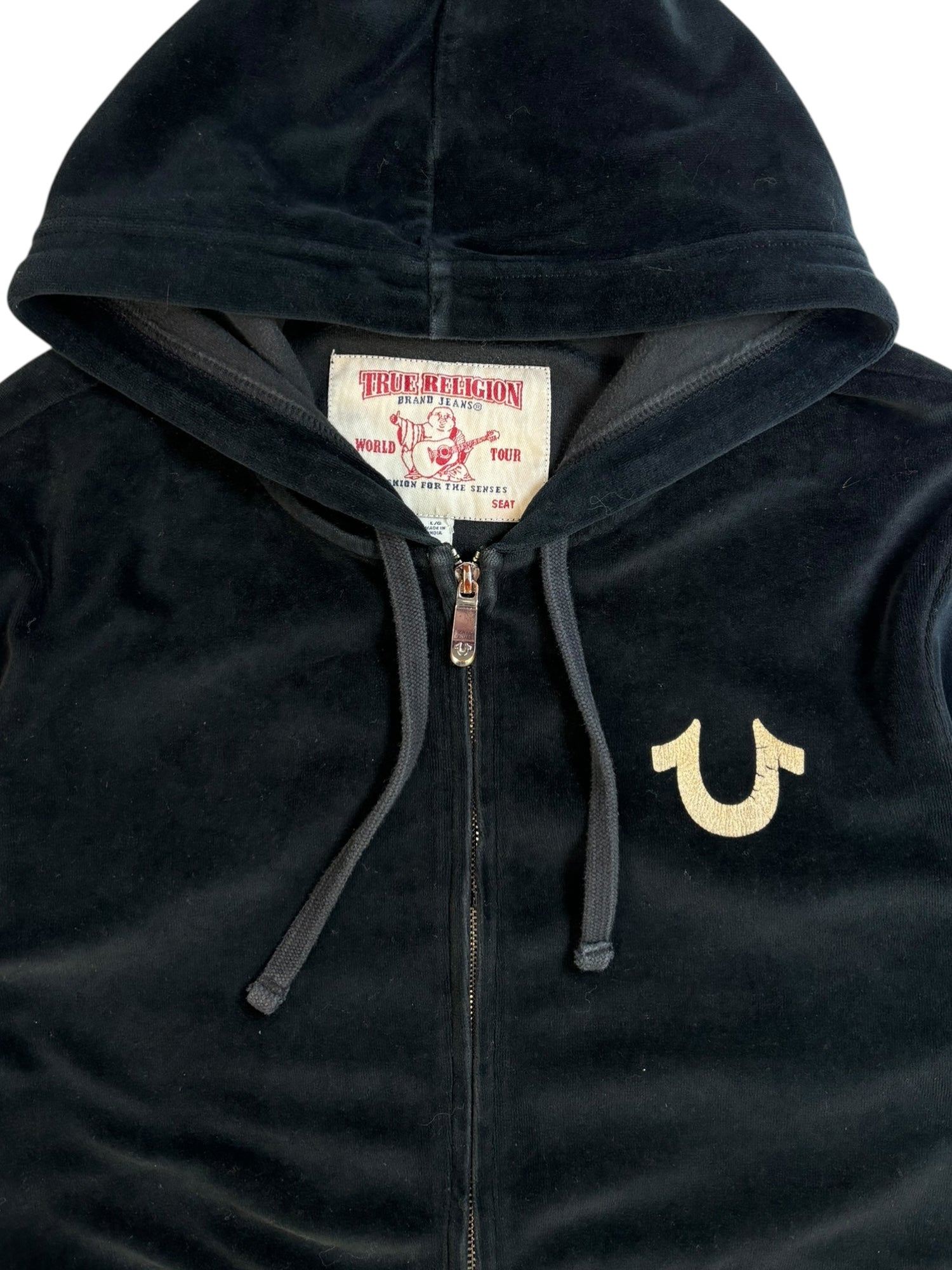 (L) Black True Religion Velour Top