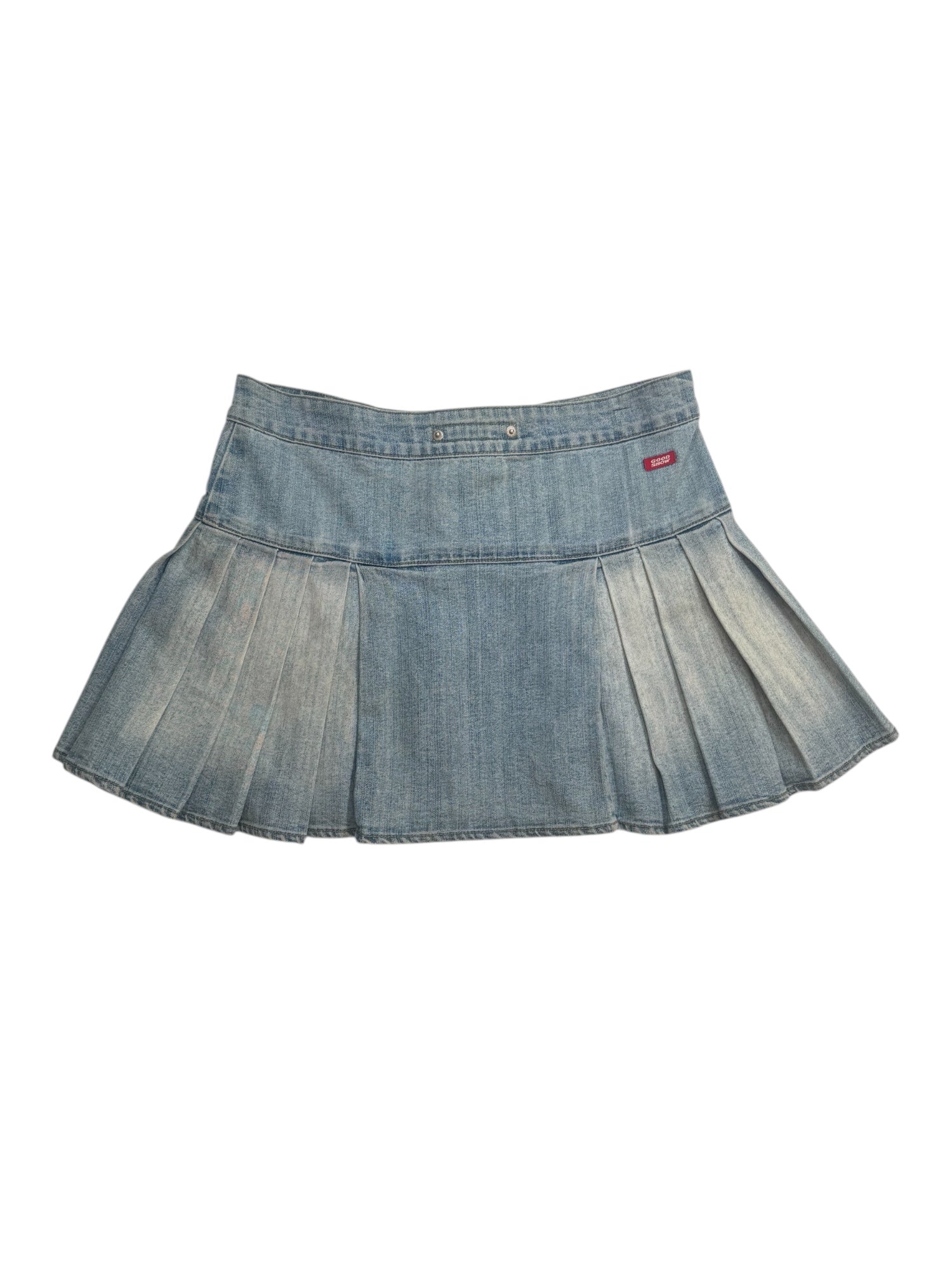 (31) Good Show Denim Pleated Mini Skirt