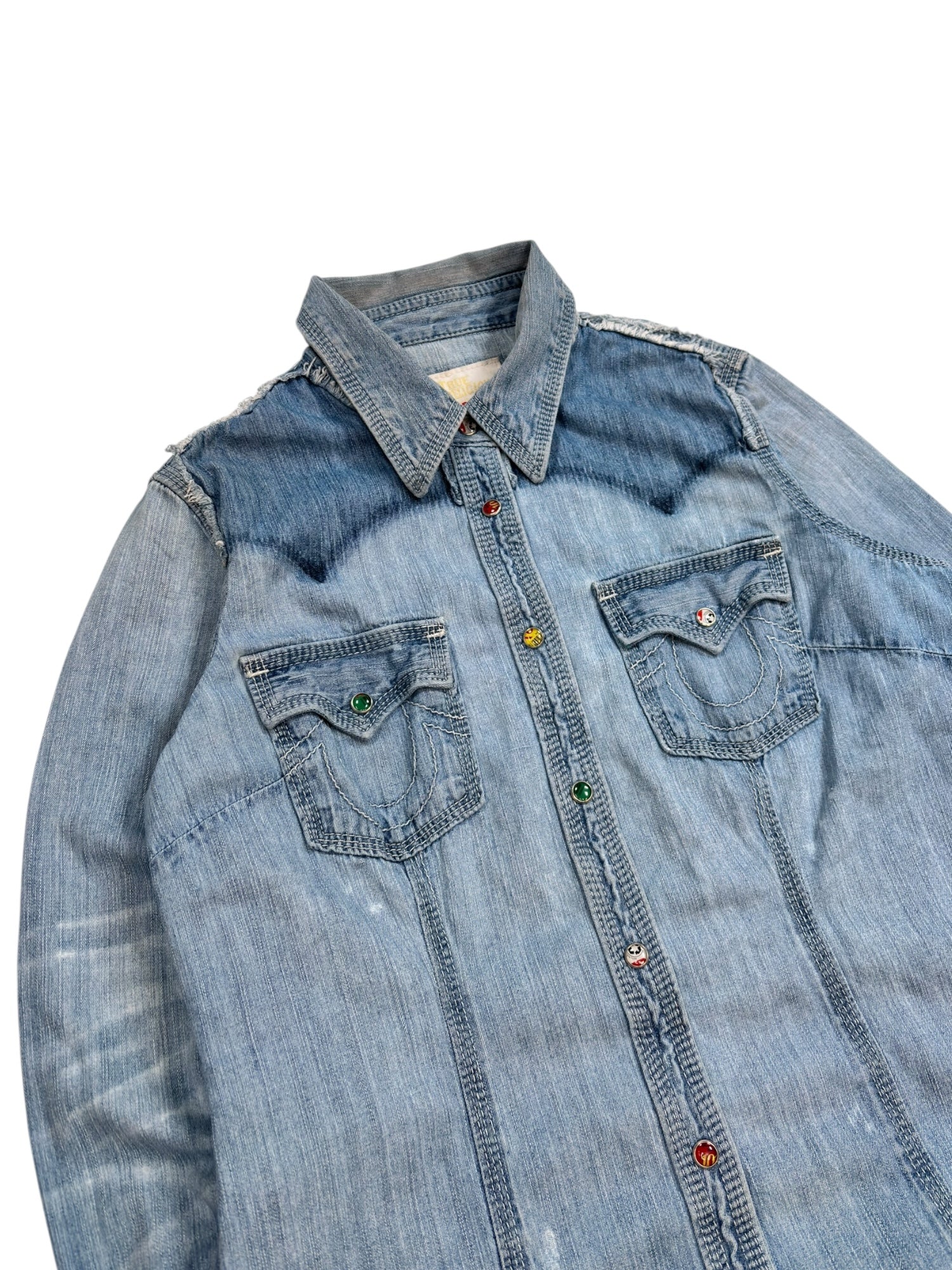 (M) True Religion Button Up Denim Shirt