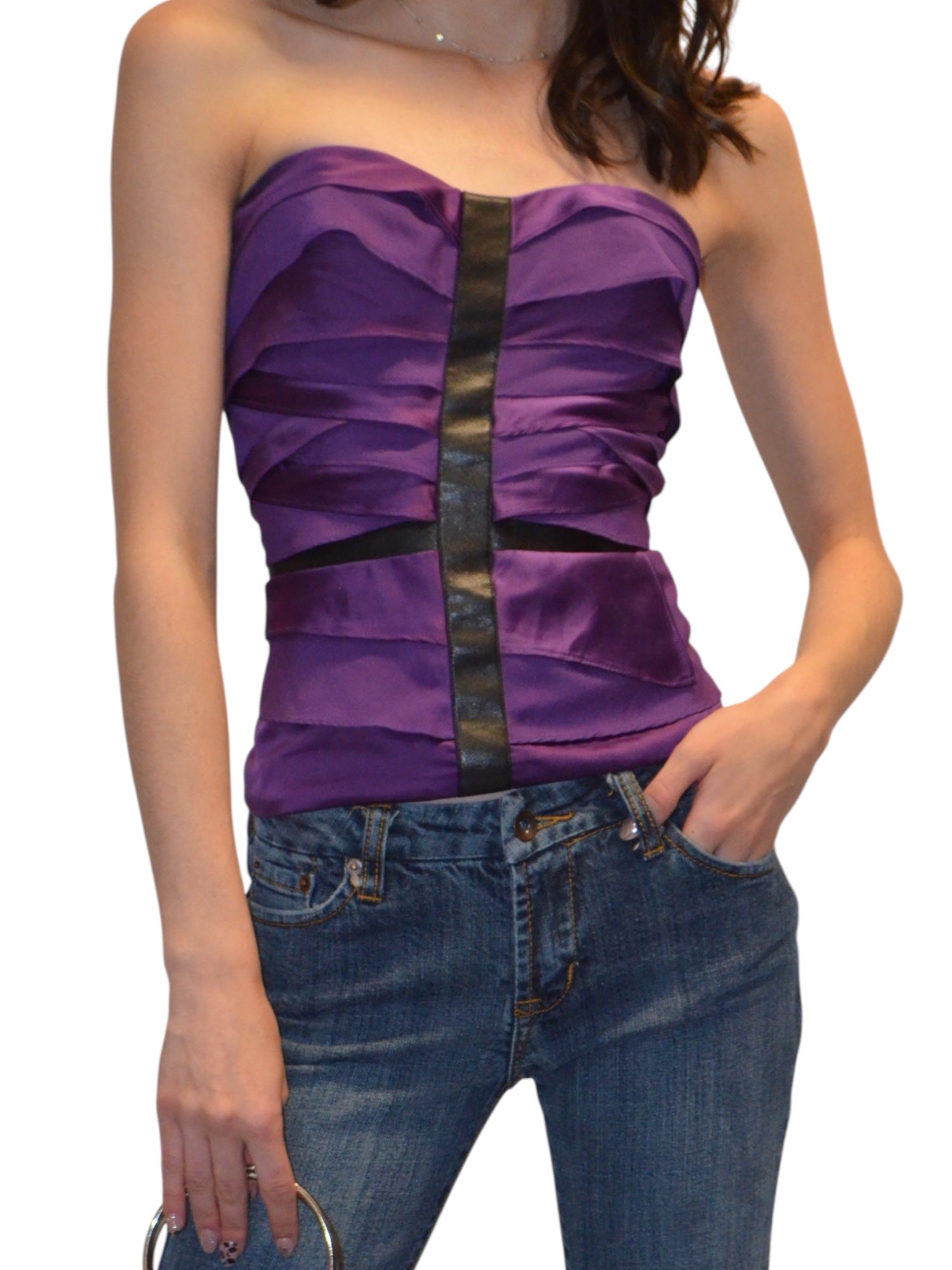 (XS/S) Bebe Purple Ruffle Tube Top