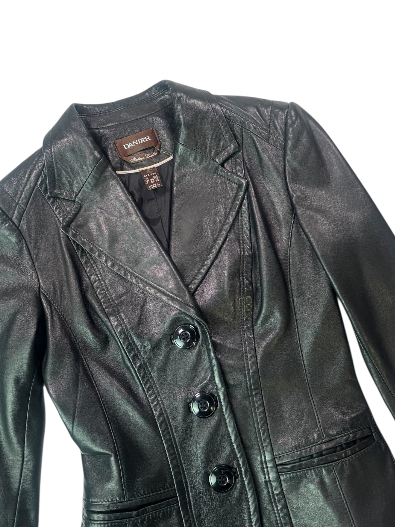 (2XS) Danier Leather Black Blazer Style Jacket