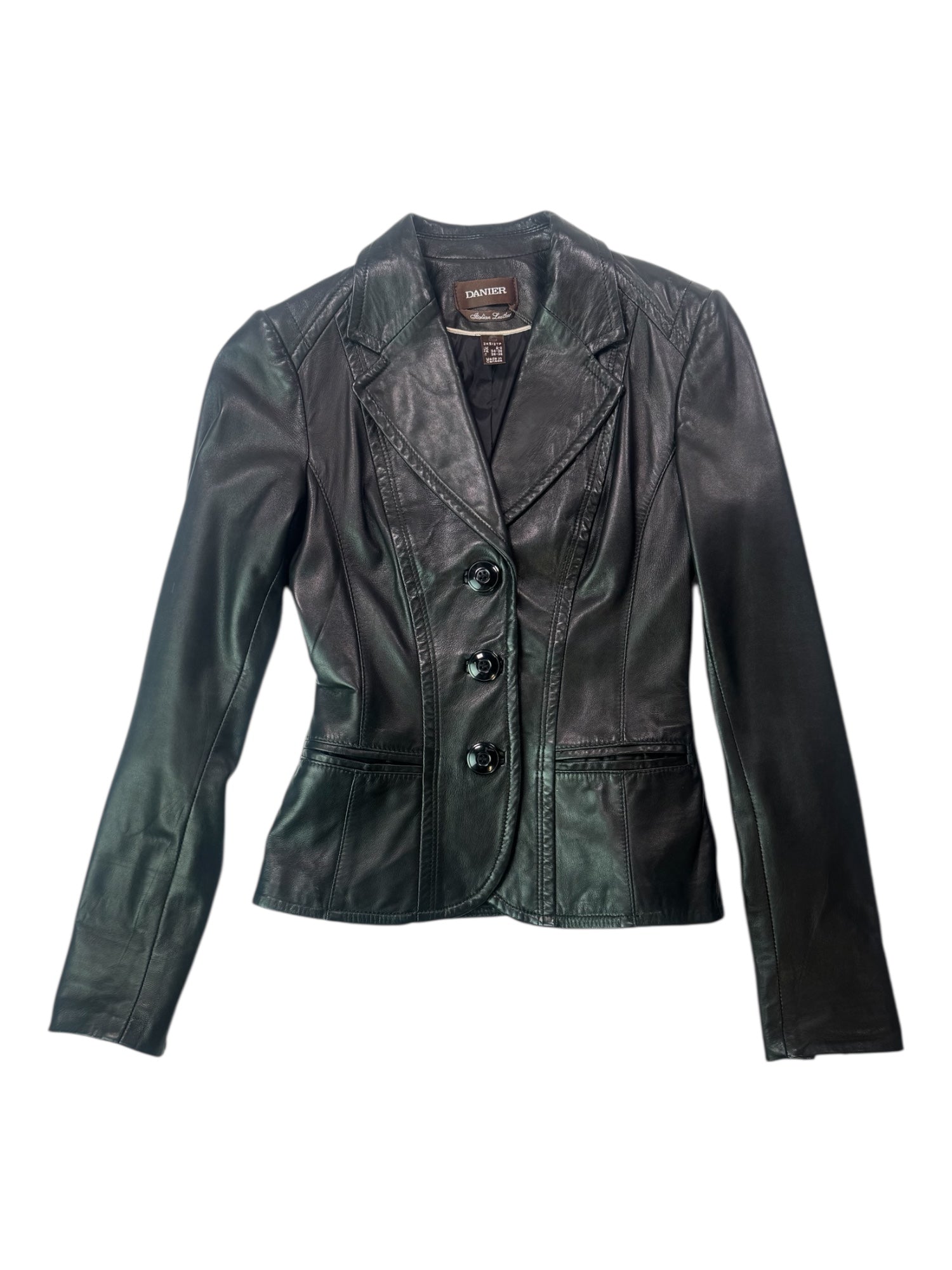 (2XS) Danier Leather Black Blazer Style Jacket