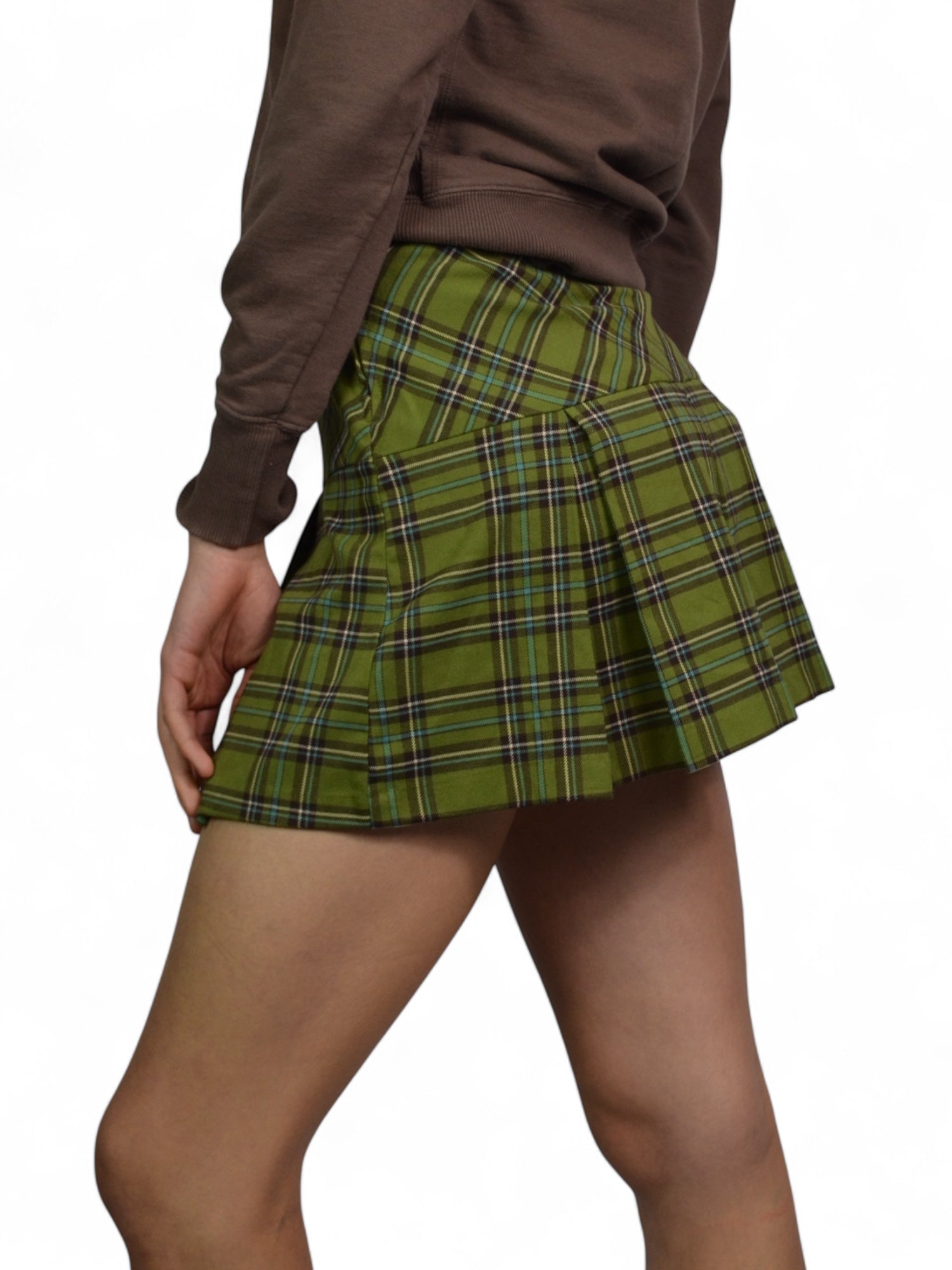 (M) Randy Girl Green Plaid Mini Skirt