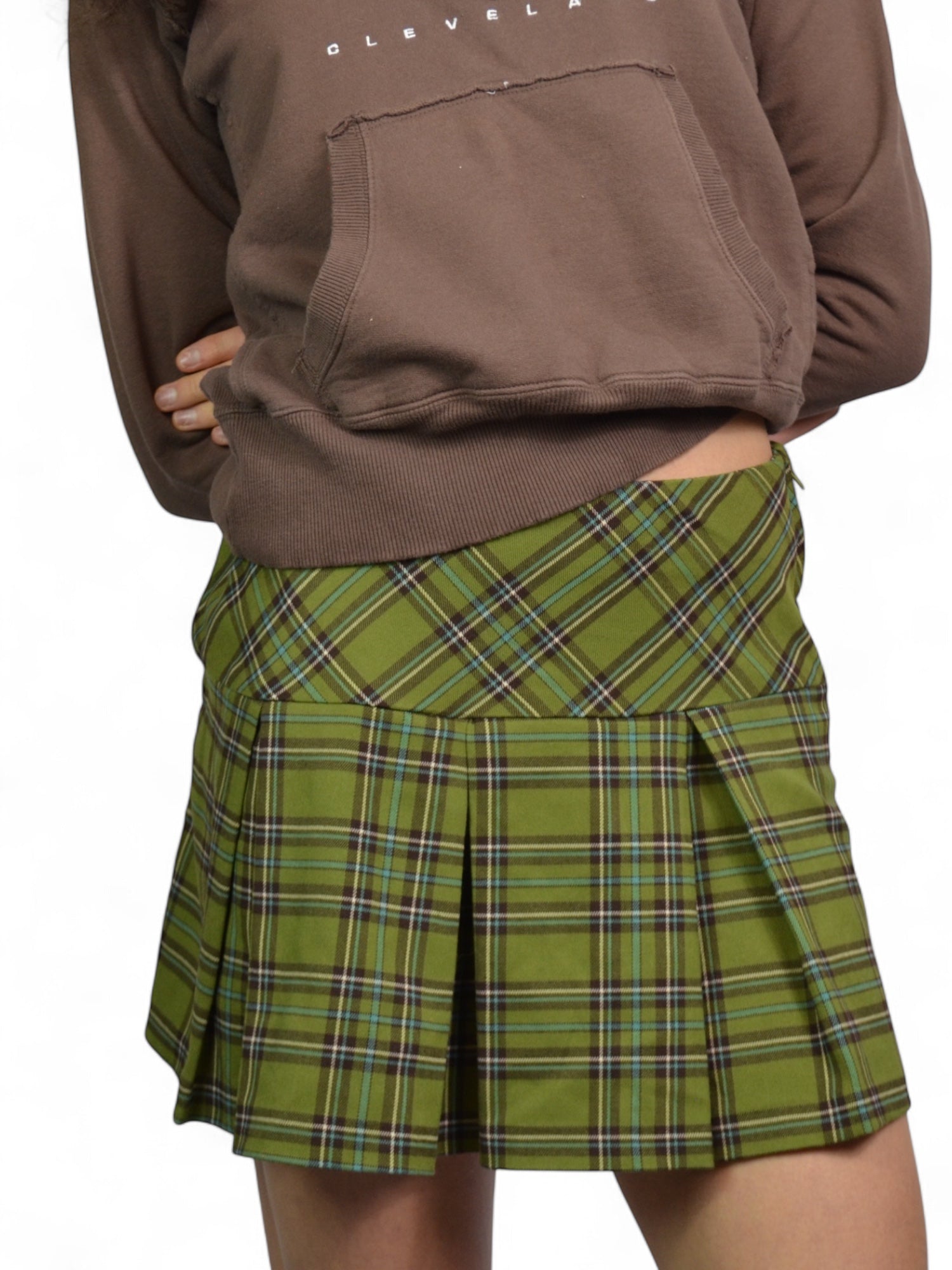 (M) Randy Girl Green Plaid Mini Skirt