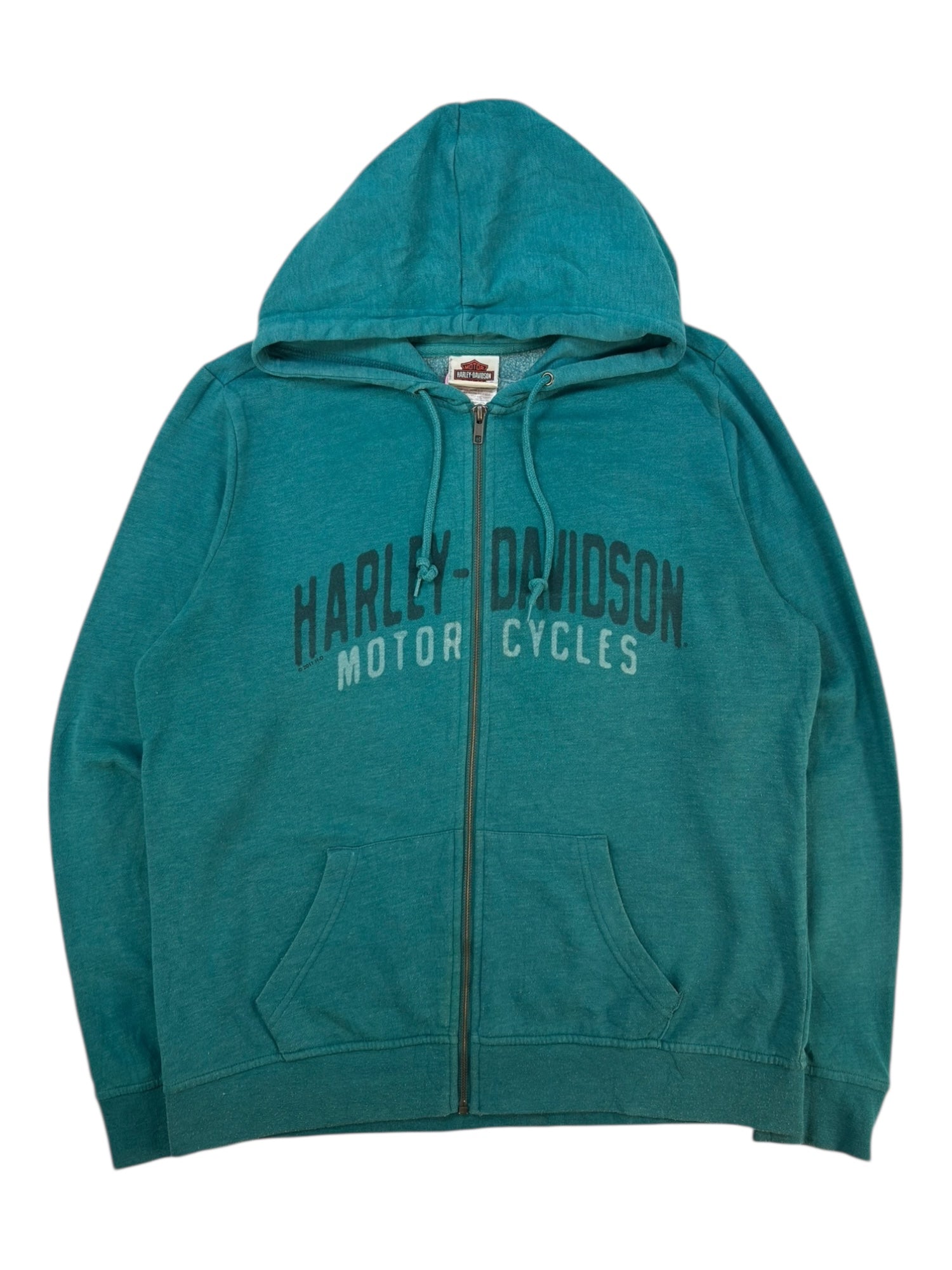 (L) Turquoise Harley Davidson Zip-up Hoodie
