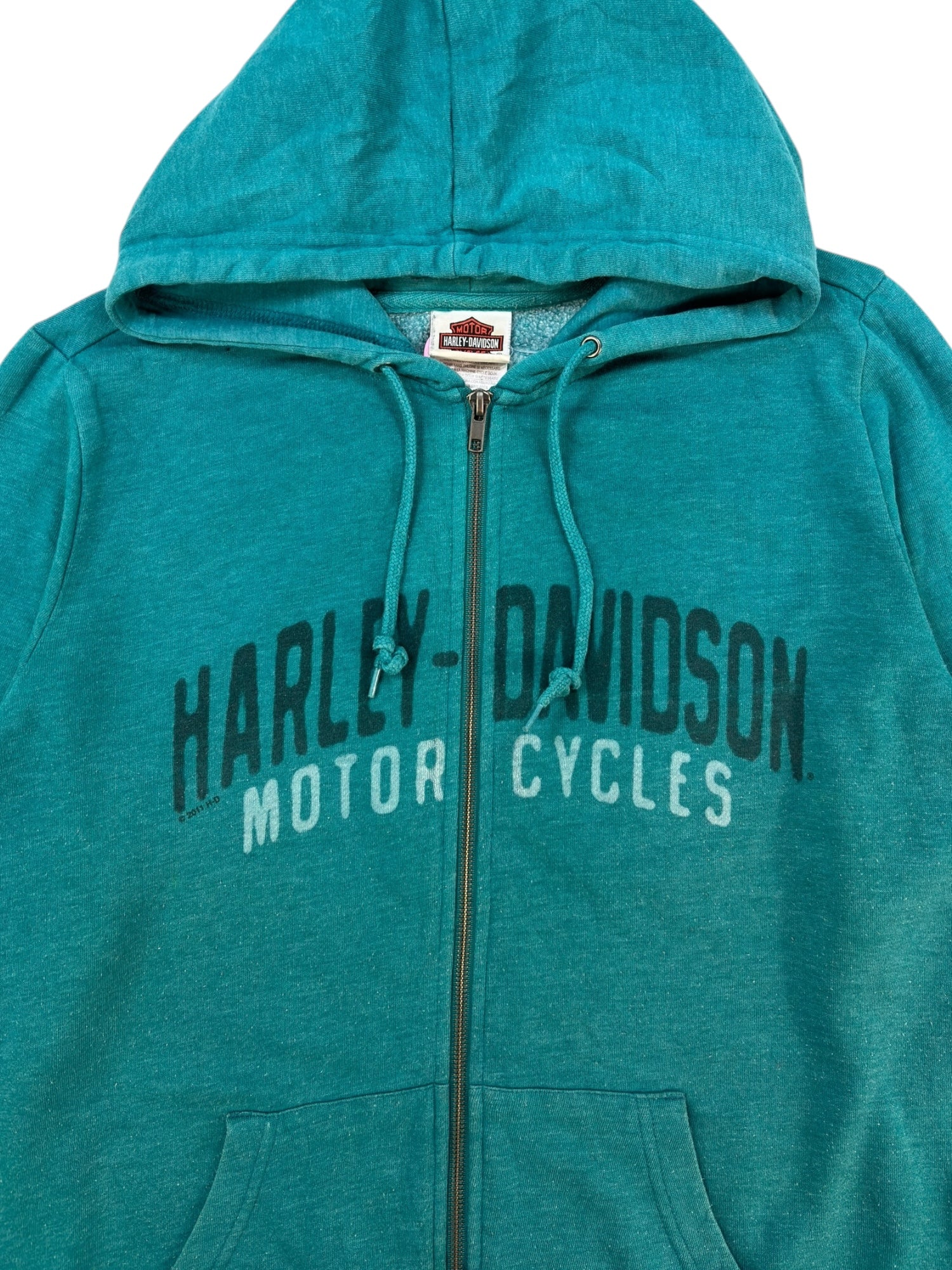 (L) Turquoise Harley Davidson Zip-up Hoodie