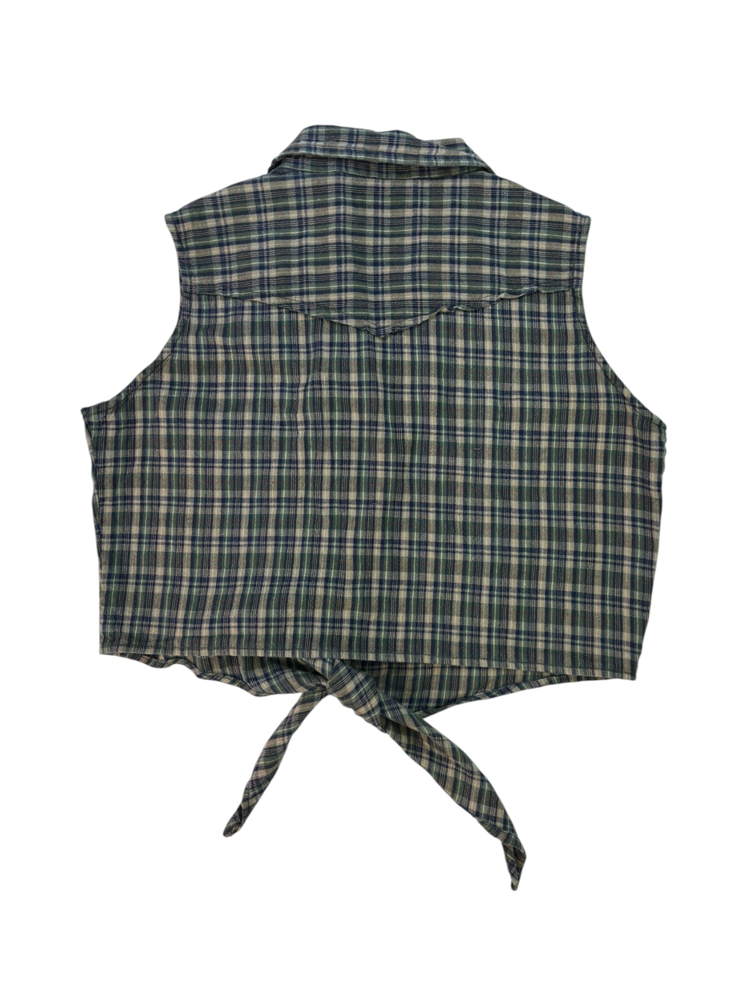 (XS) Plaid Cropped Sleeveless Top