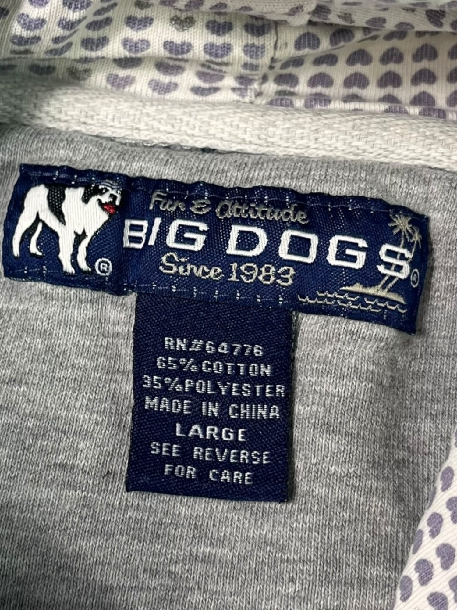 (L) Big Dogs Grey Hoodie