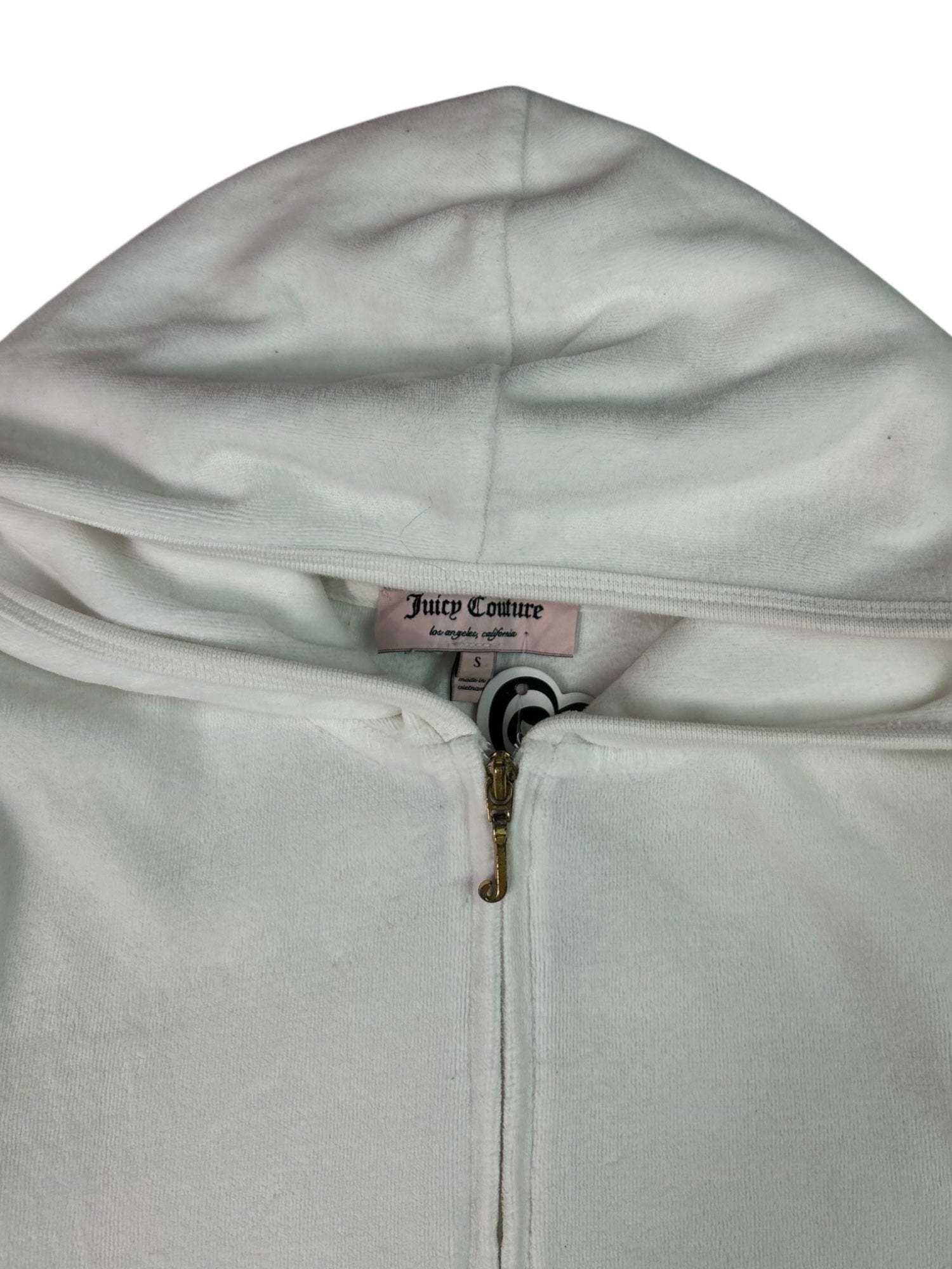 (S) White Embellished Cherry Print Juicy Couture Zip-up Hoodie