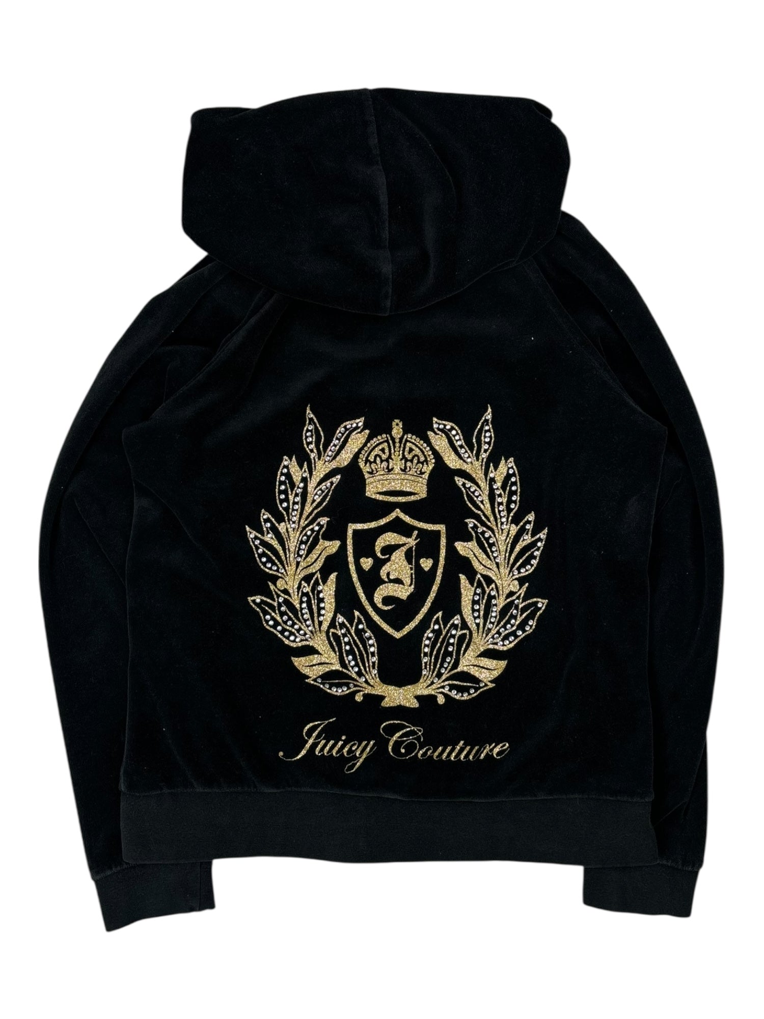 (L) Black with Gold Detail Juicy Couture Velour Top