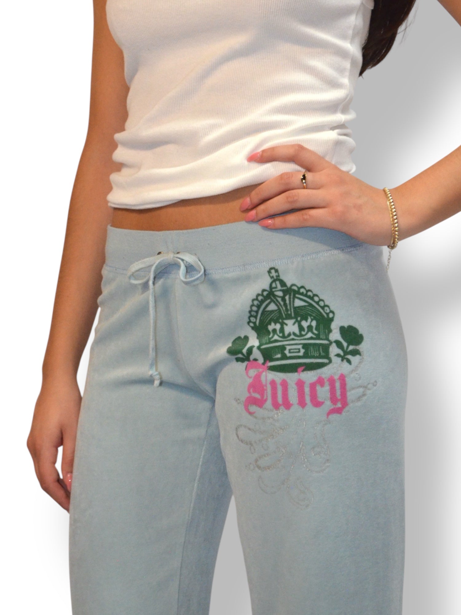 (S) Pastel Blue Crown Graphic Juicy Couture Pants