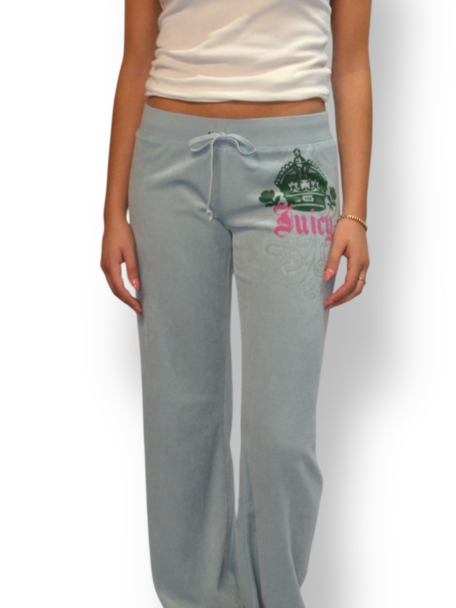 (S) Pastel Blue Crown Graphic Juicy Couture Pants