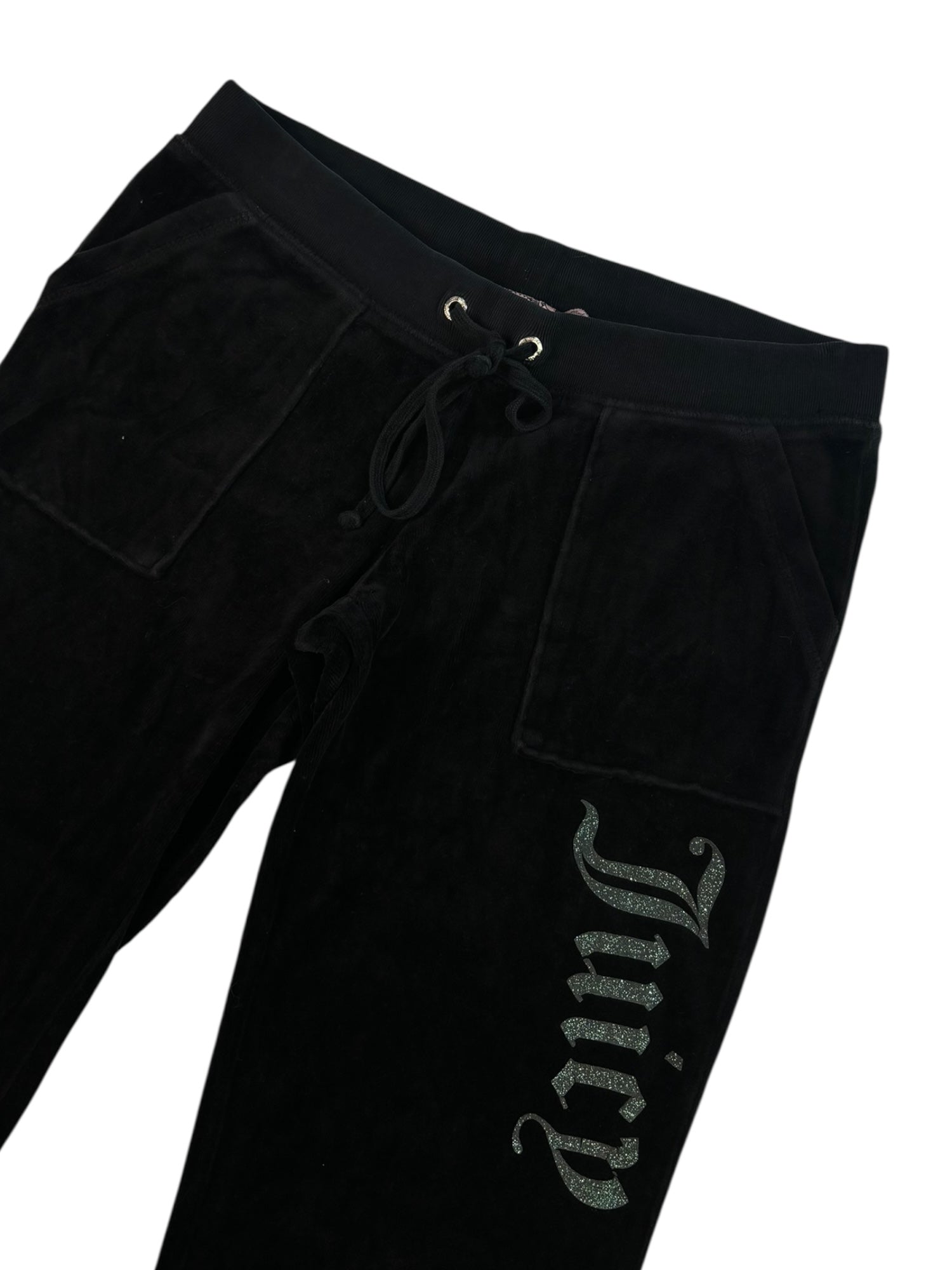 (XS) Black Pocket-detailed Juicy Couture Velour Pants