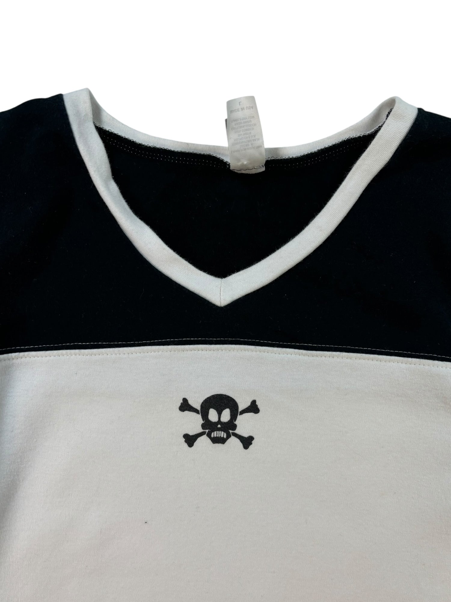 (M) Skull Black and White Baseball Tee