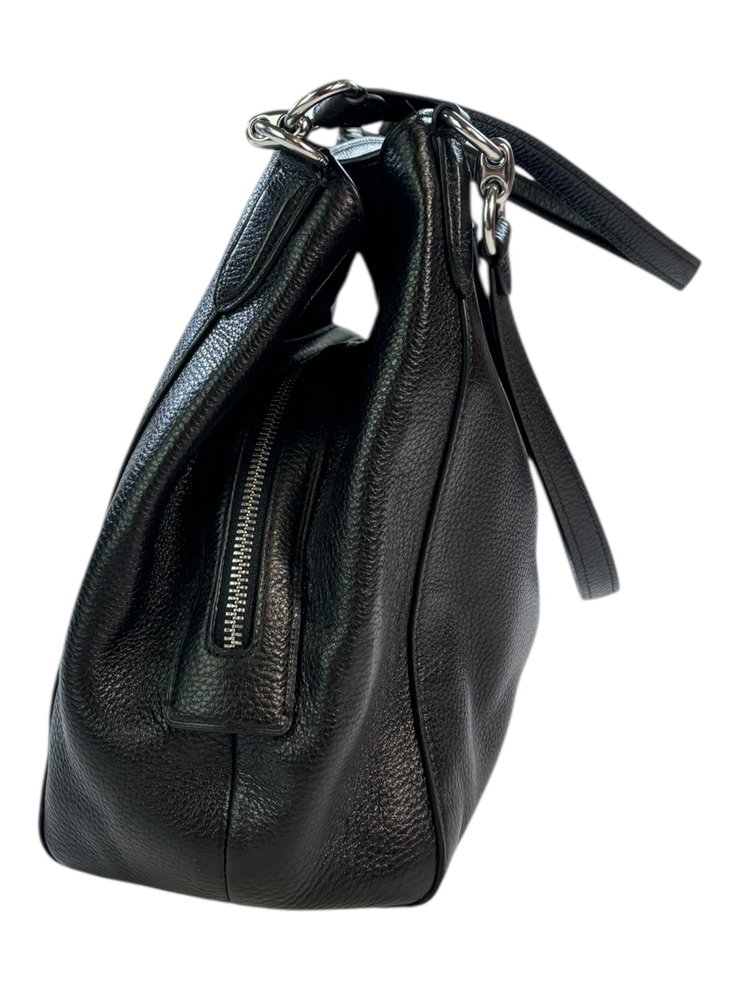 (O/S) Coach Hallie Shoulder Bag Black Pebbled Leather