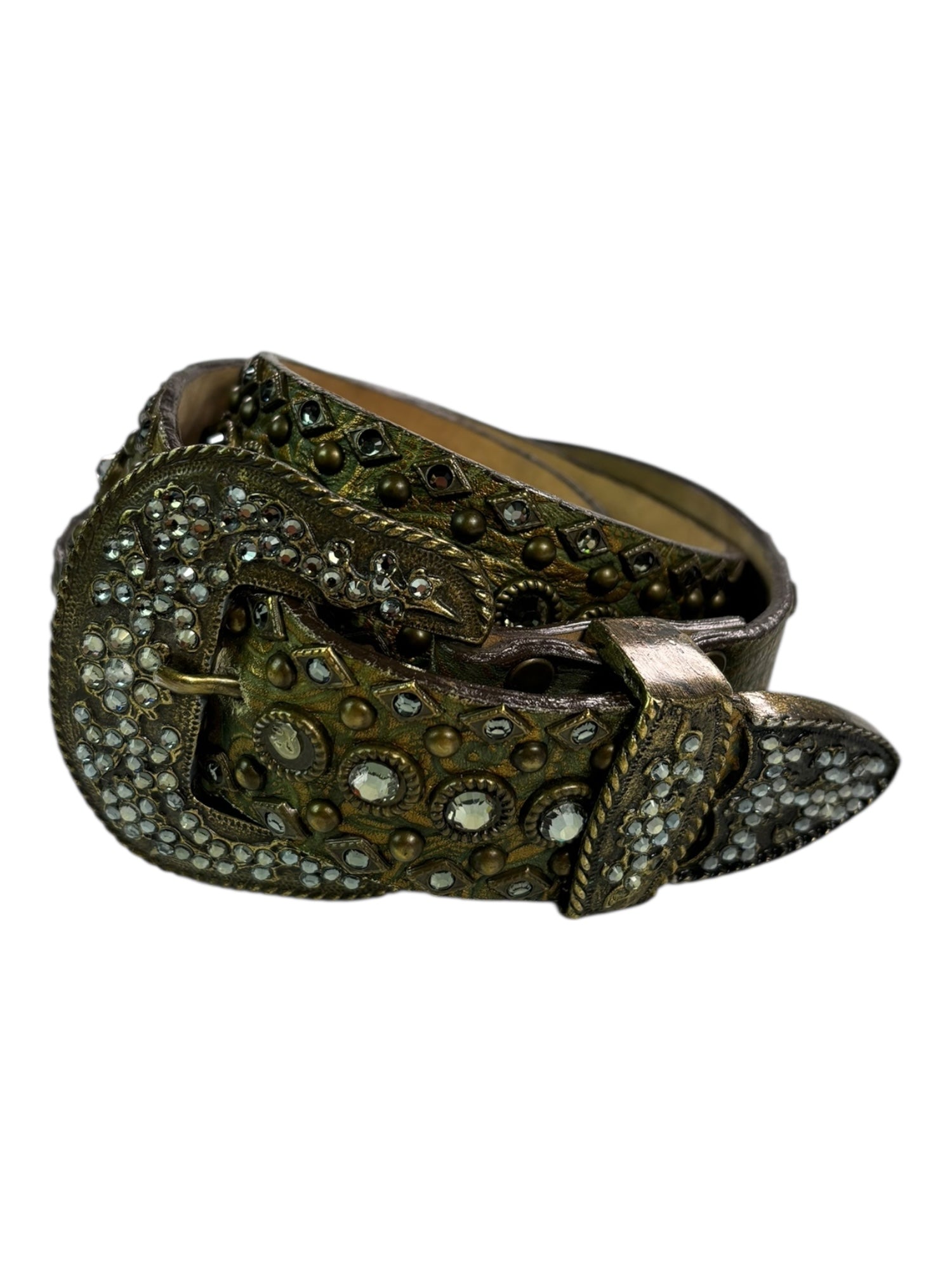(XL) Genuine Leather Rhinestone Western Belt