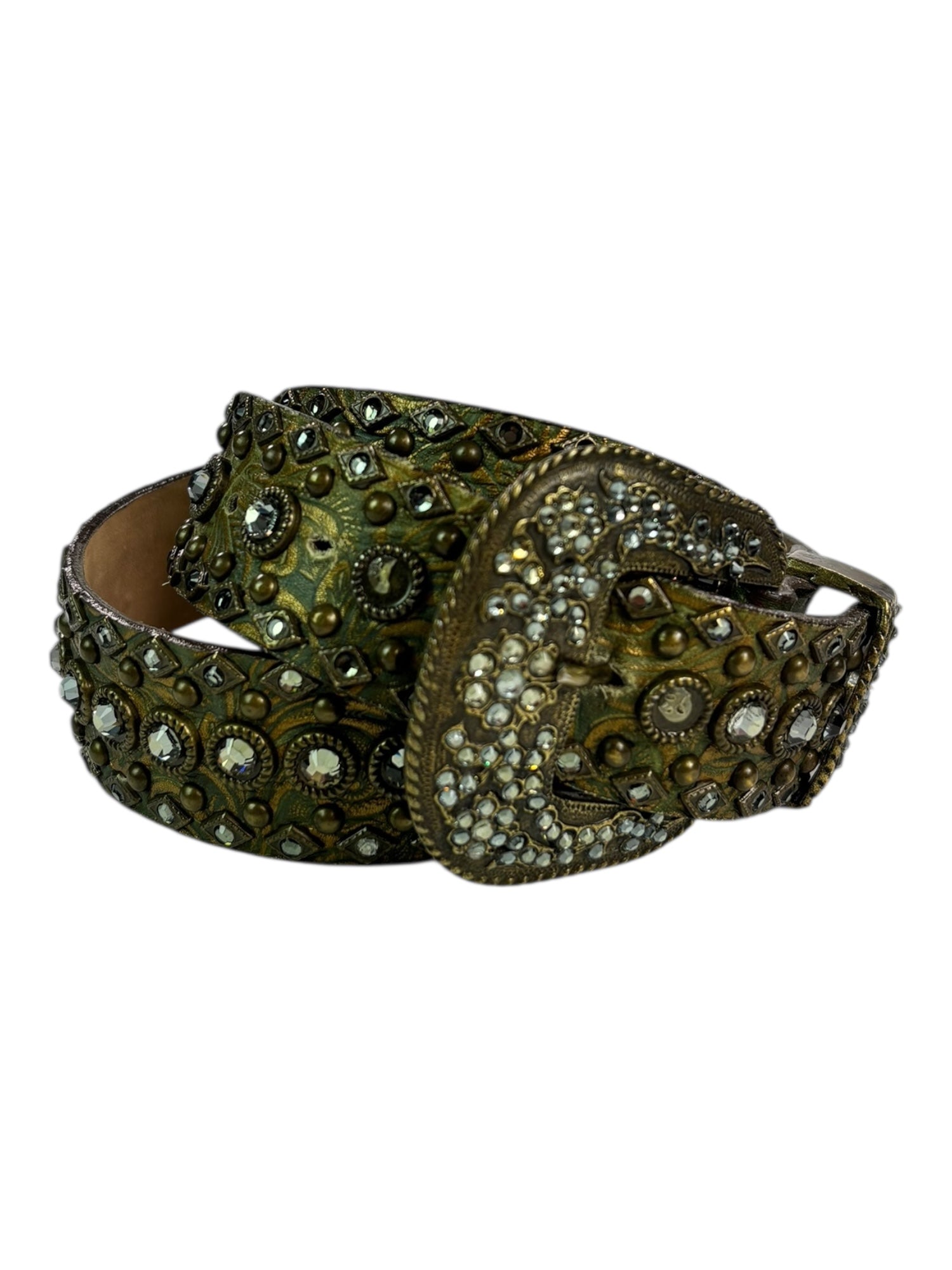 (XL) Genuine Leather Rhinestone Western Belt