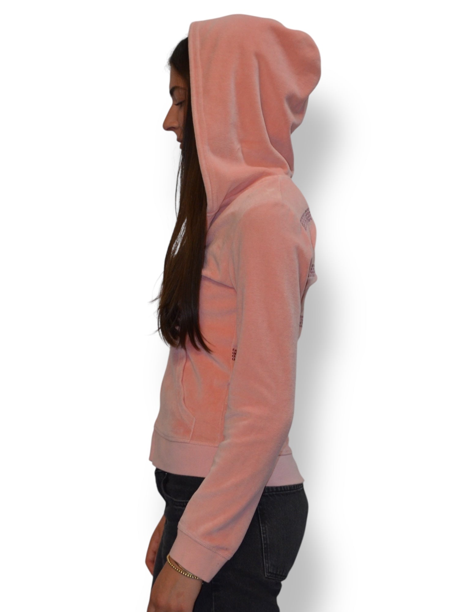 (S) Peach Embroidered Juicy Couture Zip Up Hoodie