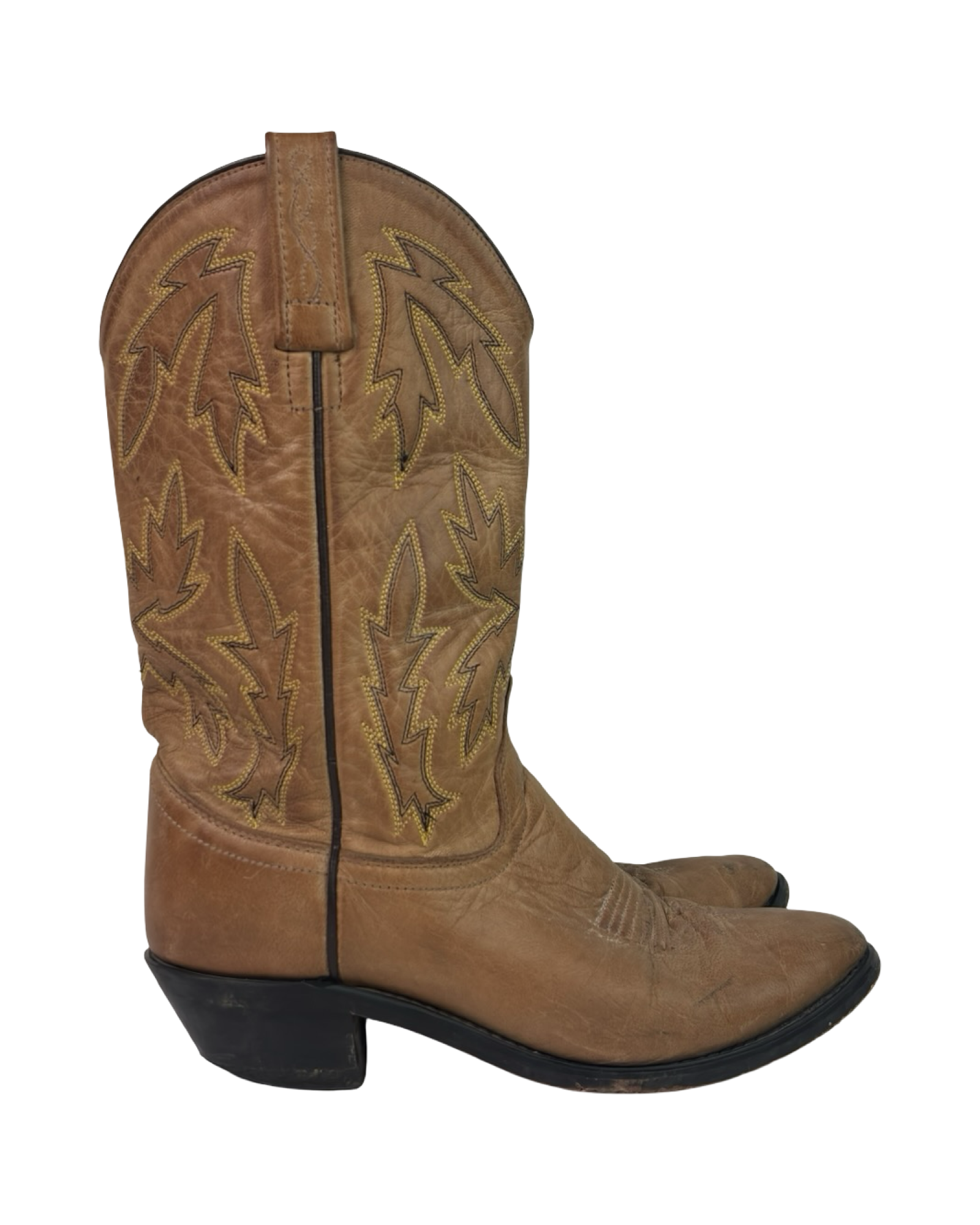 (6) Old West Vintage Leather Cowboy boots