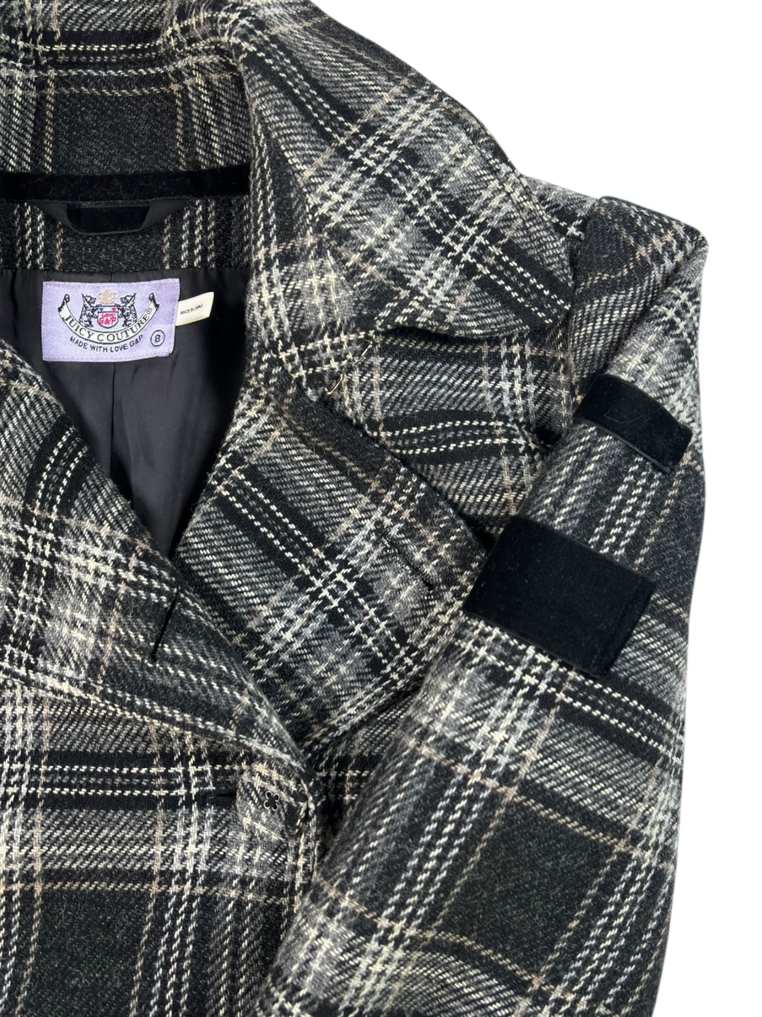 (M) Rare Juicy Courture Wool Plaid Trench Coat