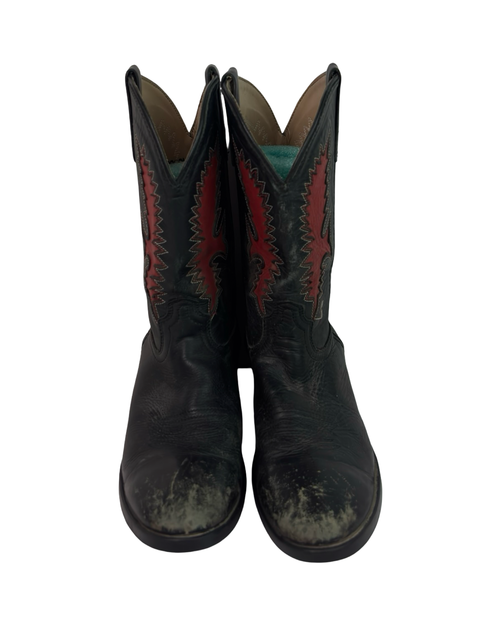 (5) Vintage Pocono Western Black/Red Cowboy Boots