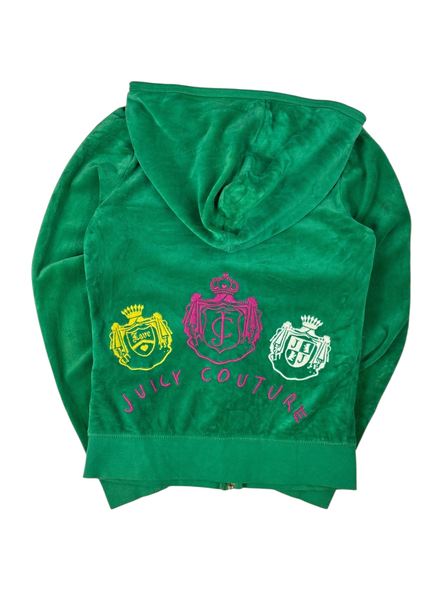 (XS) Green Embroidered Graphic Juicy Couture Zip-up Hoodie