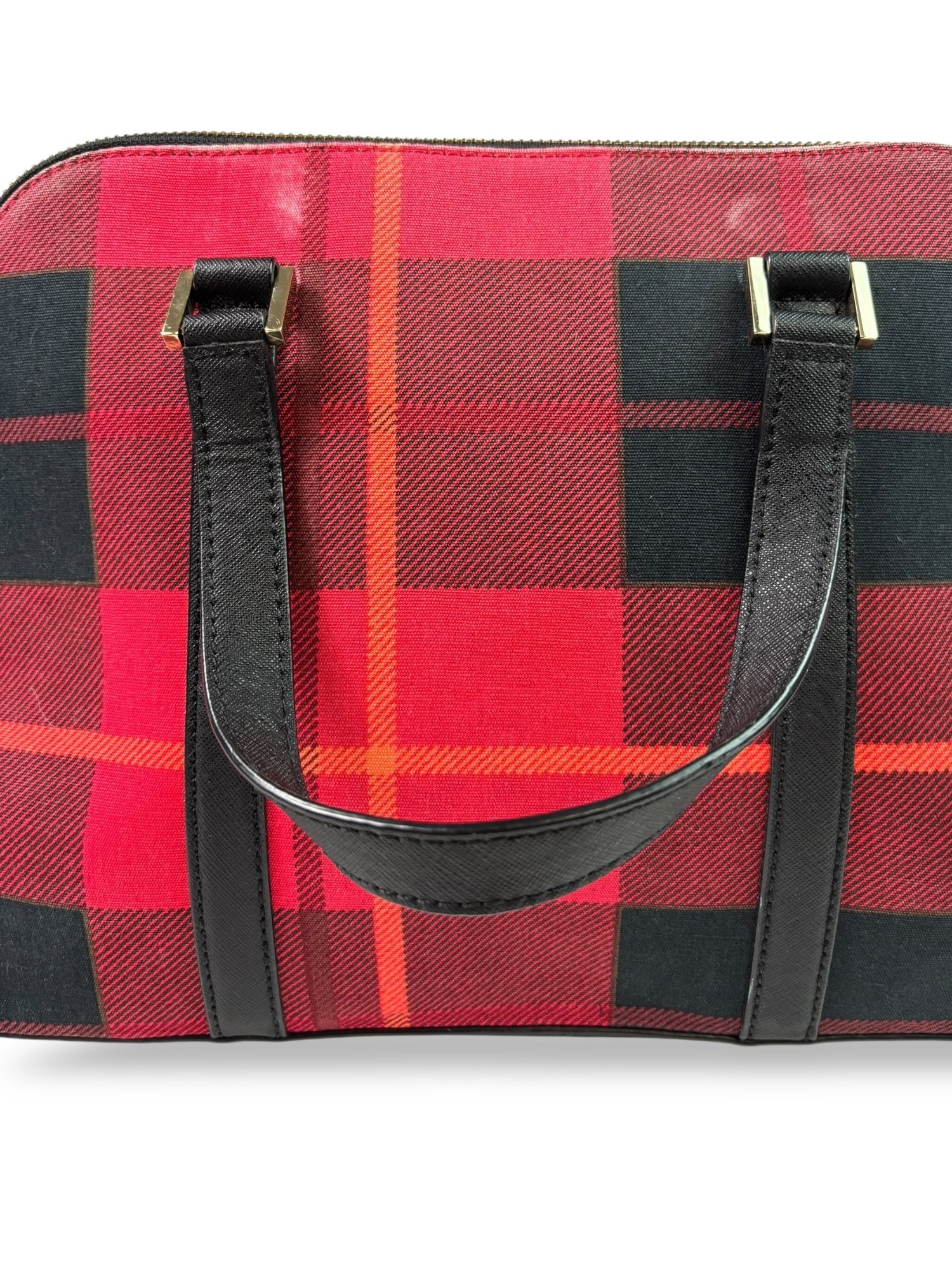 (O/S) Red Plaid Kate Spade Structured Purse