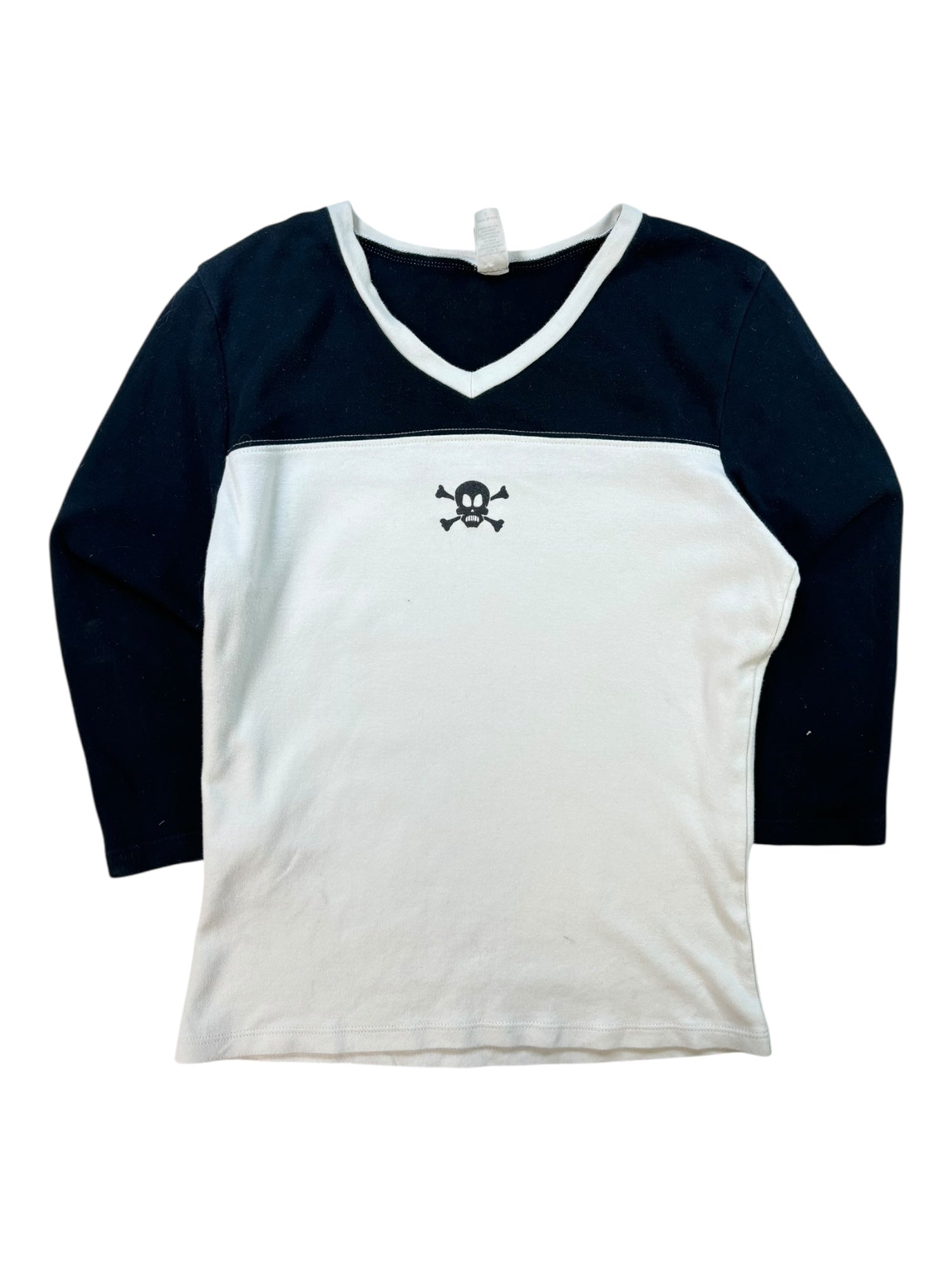 (M) Skull Black and White Baseball Tee