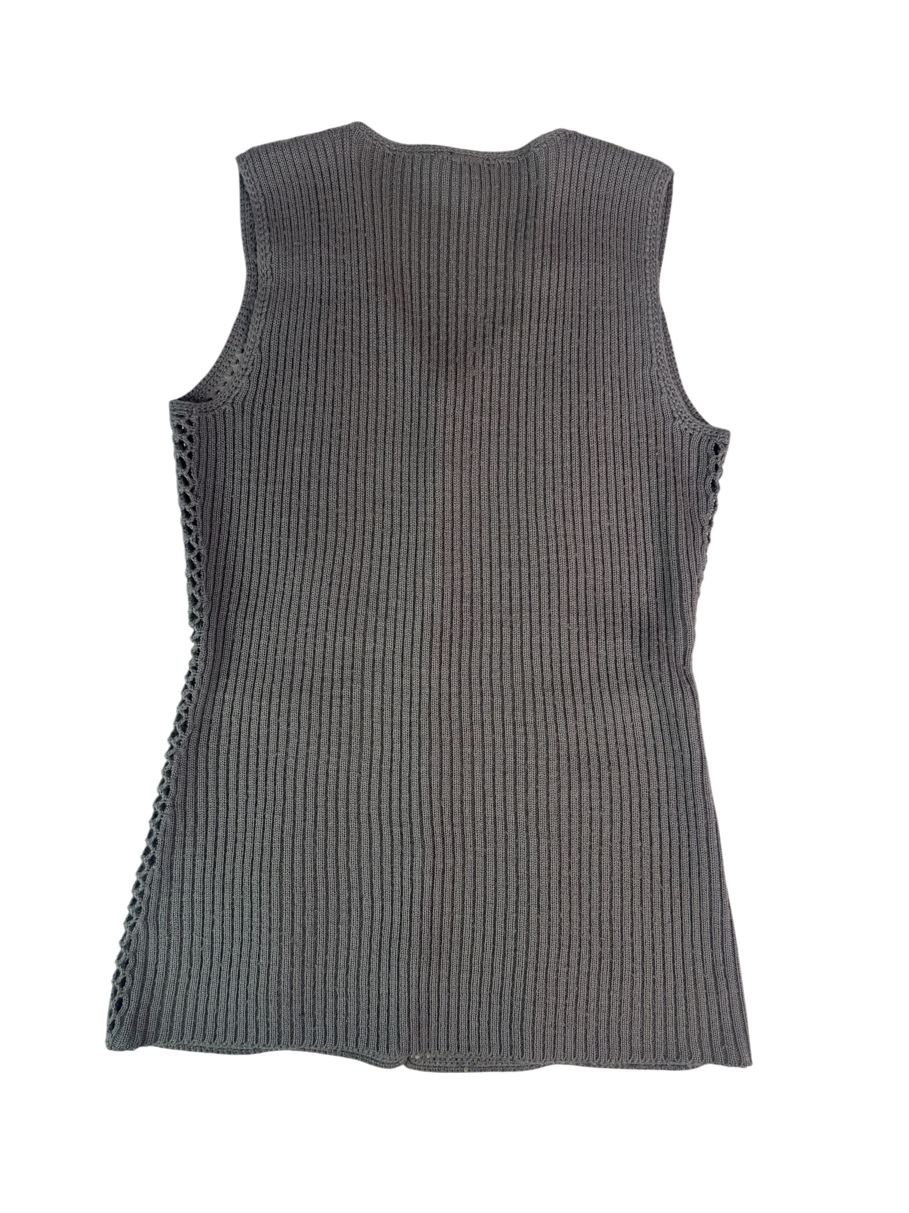 (S) Grey Leather and Knit Vest