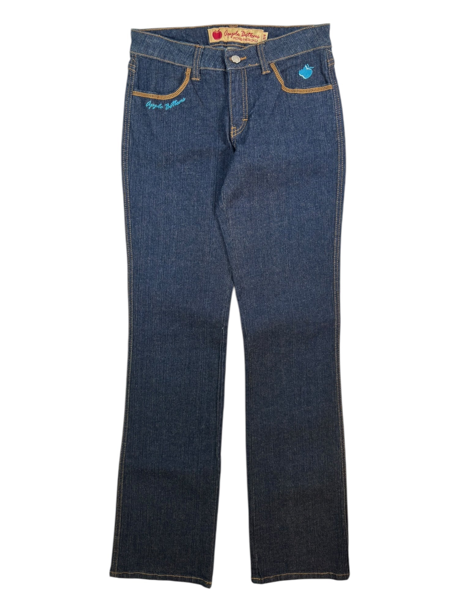 (26) Apple Bottom Blue Embroidery Straight-leg Jeans